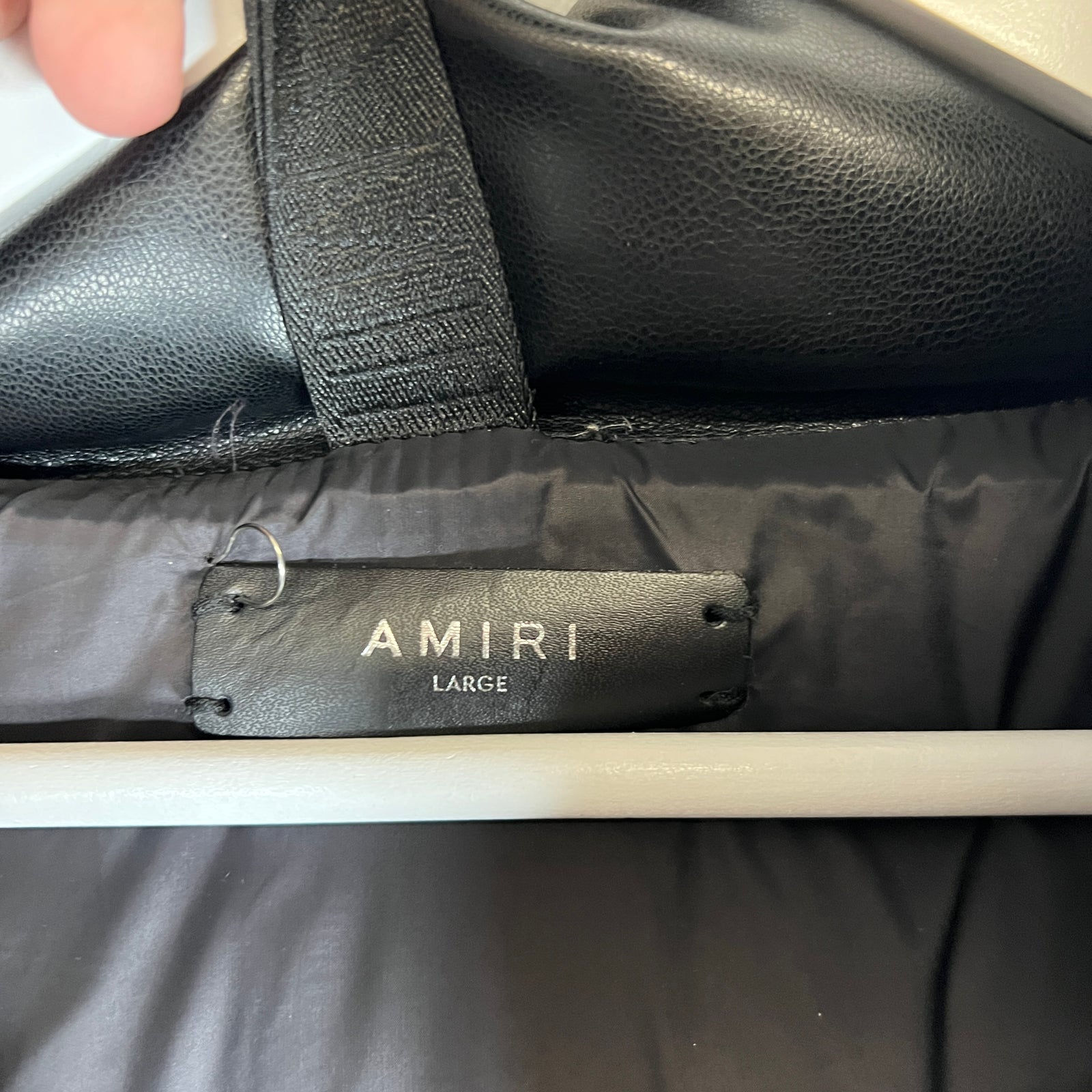 Amiri Black Hooded Leather Vest Size L