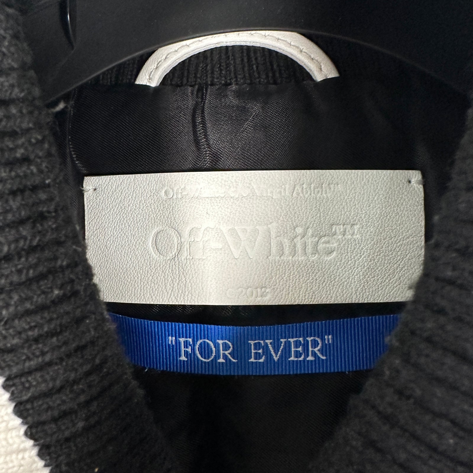 Off-White Black 'OW' Patched Varsity Jacket Size M