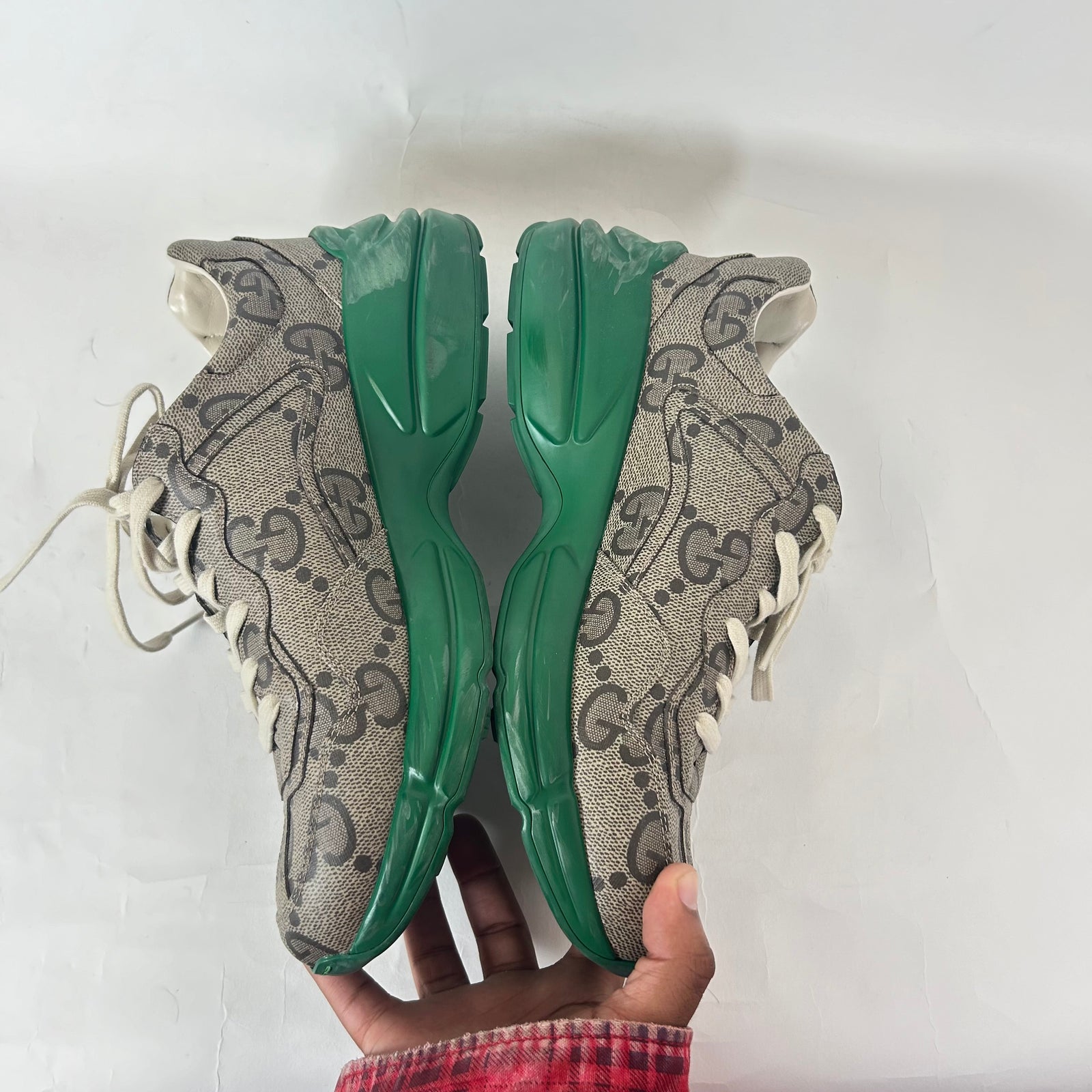 Gucci Green Jumbo GG Rhyton Sneaker Size 10.5