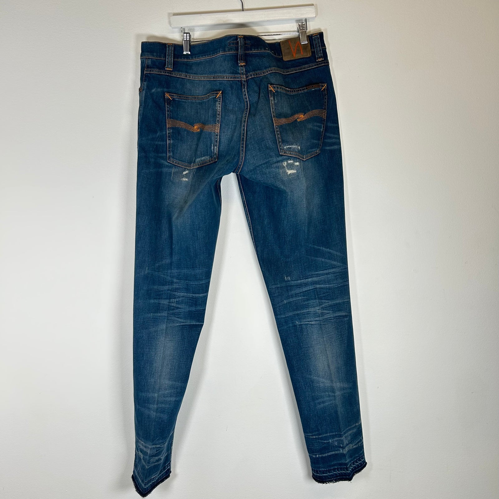 Nudie Jeans Lightwash Straight-Leg Distressed Jeans Size 38