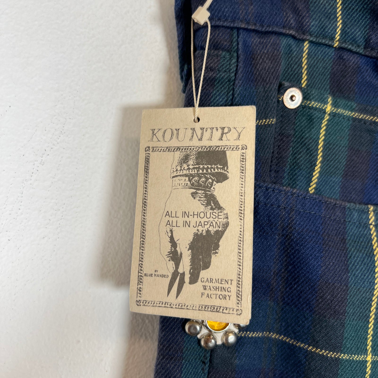 Kapital Tartan Check Monkey Cisco Studded Jeans Size 28
