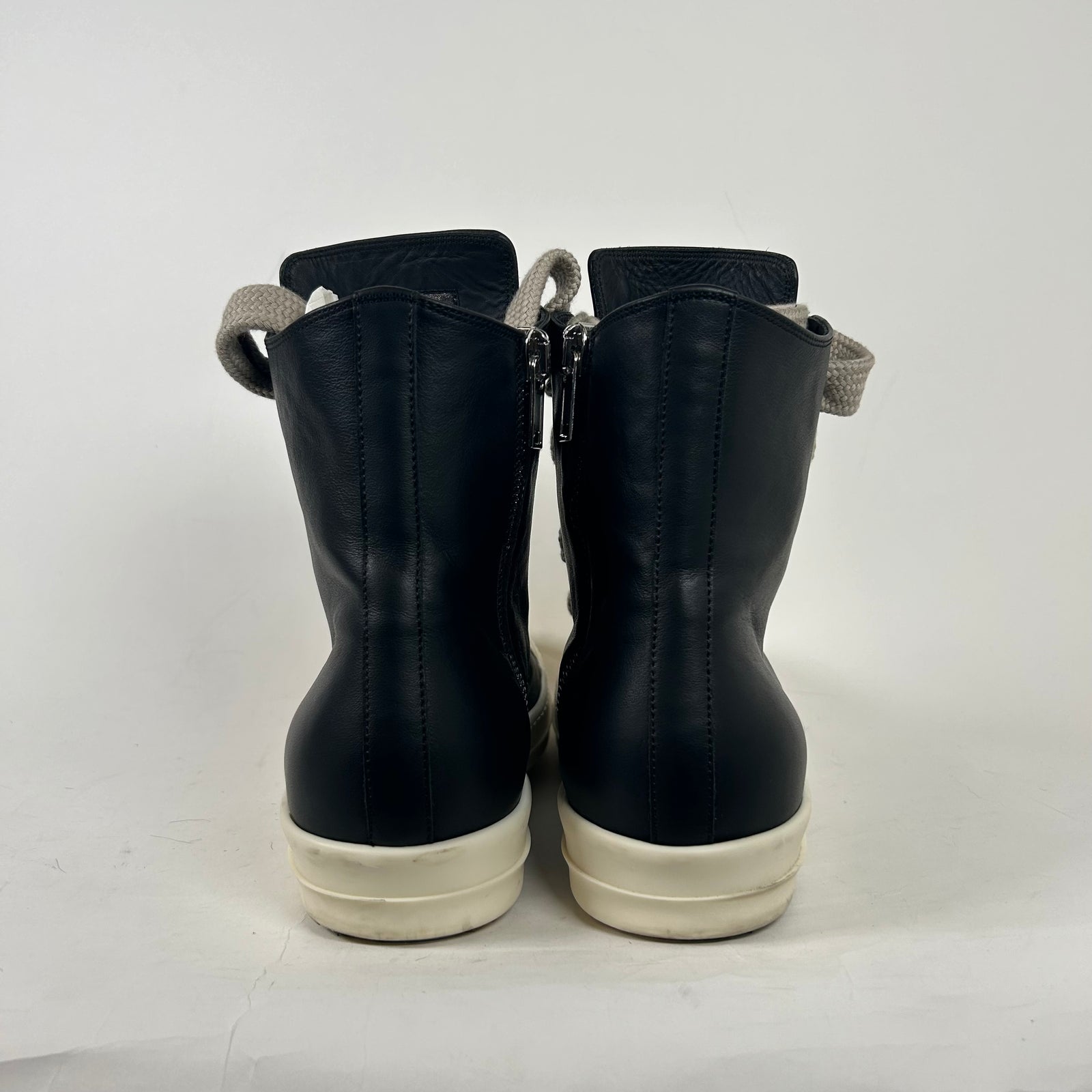 Rick Owens Black Leather Jumbo Lace Ramones Size 44.5