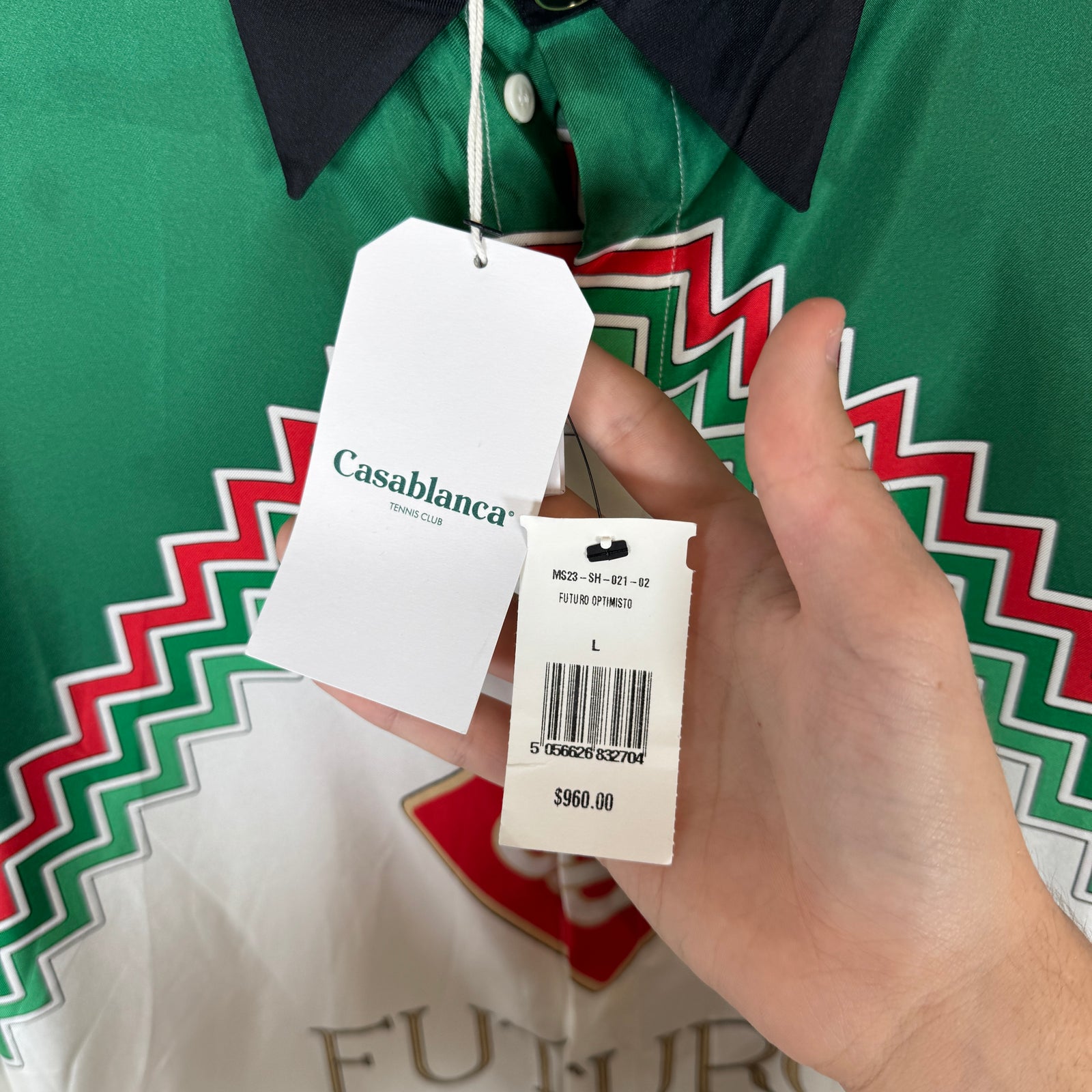 Casablanca Futuro Optimisto Longsleeve Silk Shirt Size L