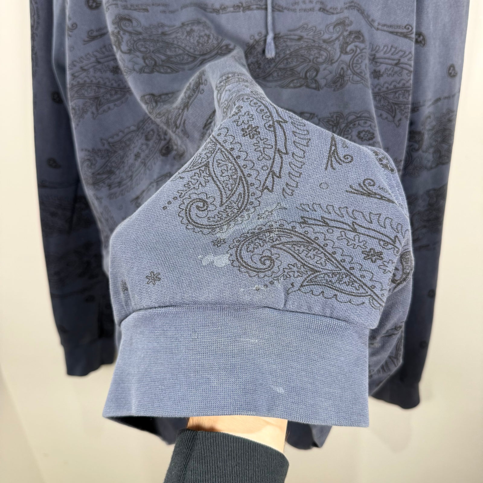 Raf Simons AW04 Blue 'Waves' Paisley Hoodie Size 48