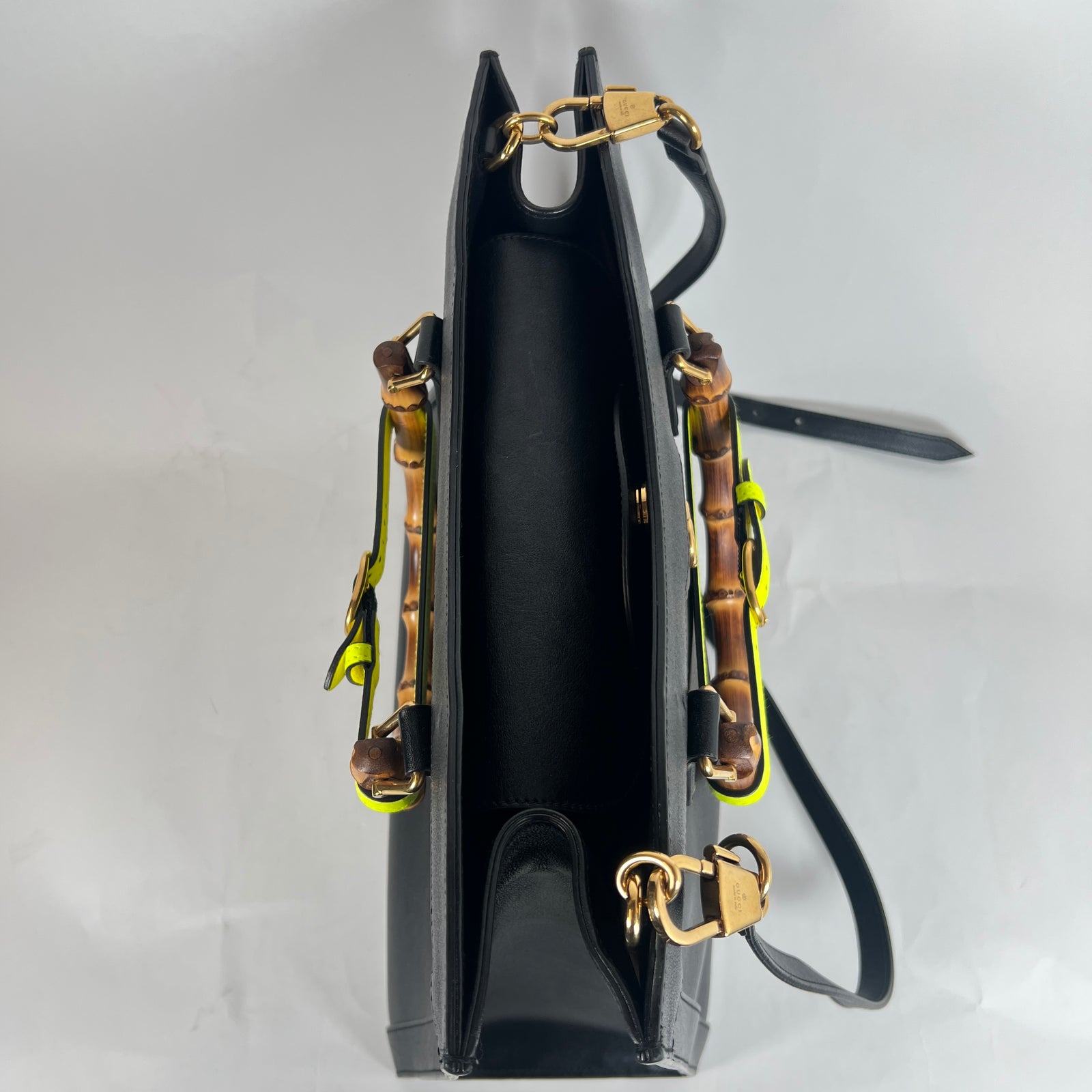 Gucci Black Diana Bamboo Handle Leather Tote Bag