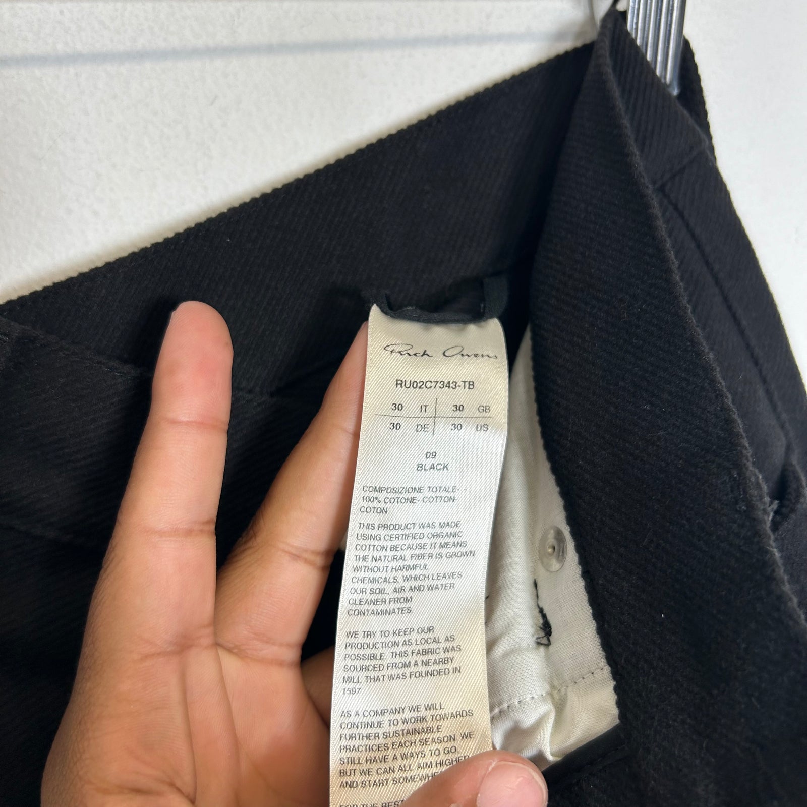 Rick Owens Black Bolan Banana Cuts Size 30