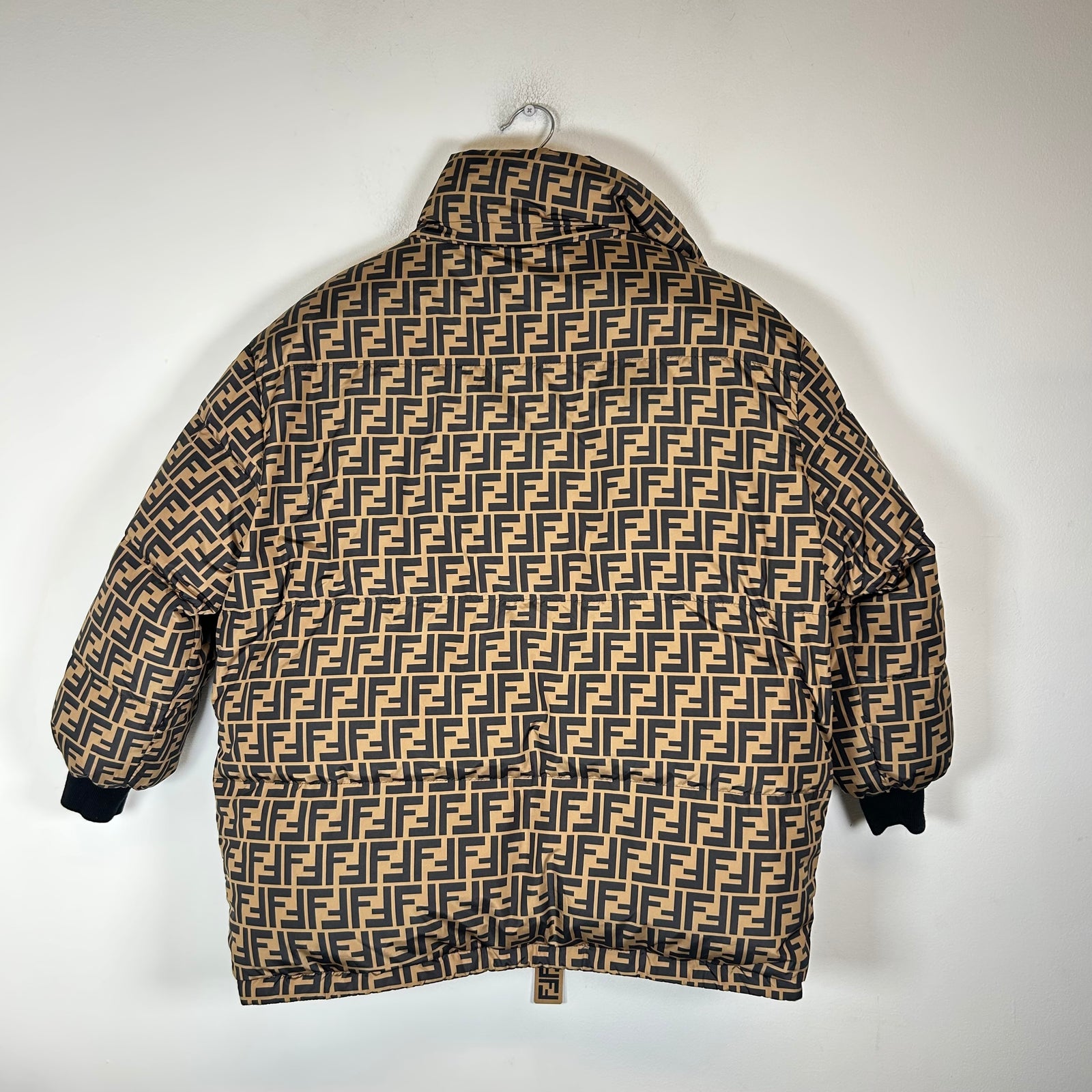 Fendi Brown Reversible Forever FF Monogram Puffer Jacket Size XL