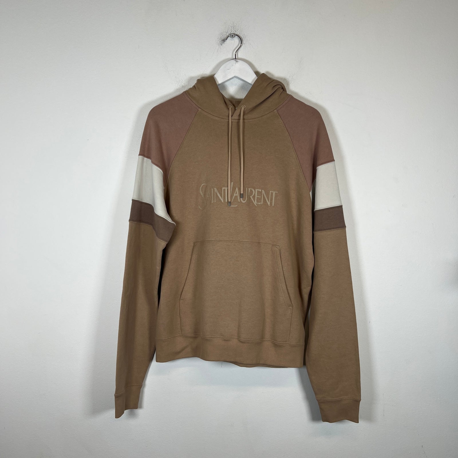 Saint Laurent Beige Logo Hoodie Size XXL