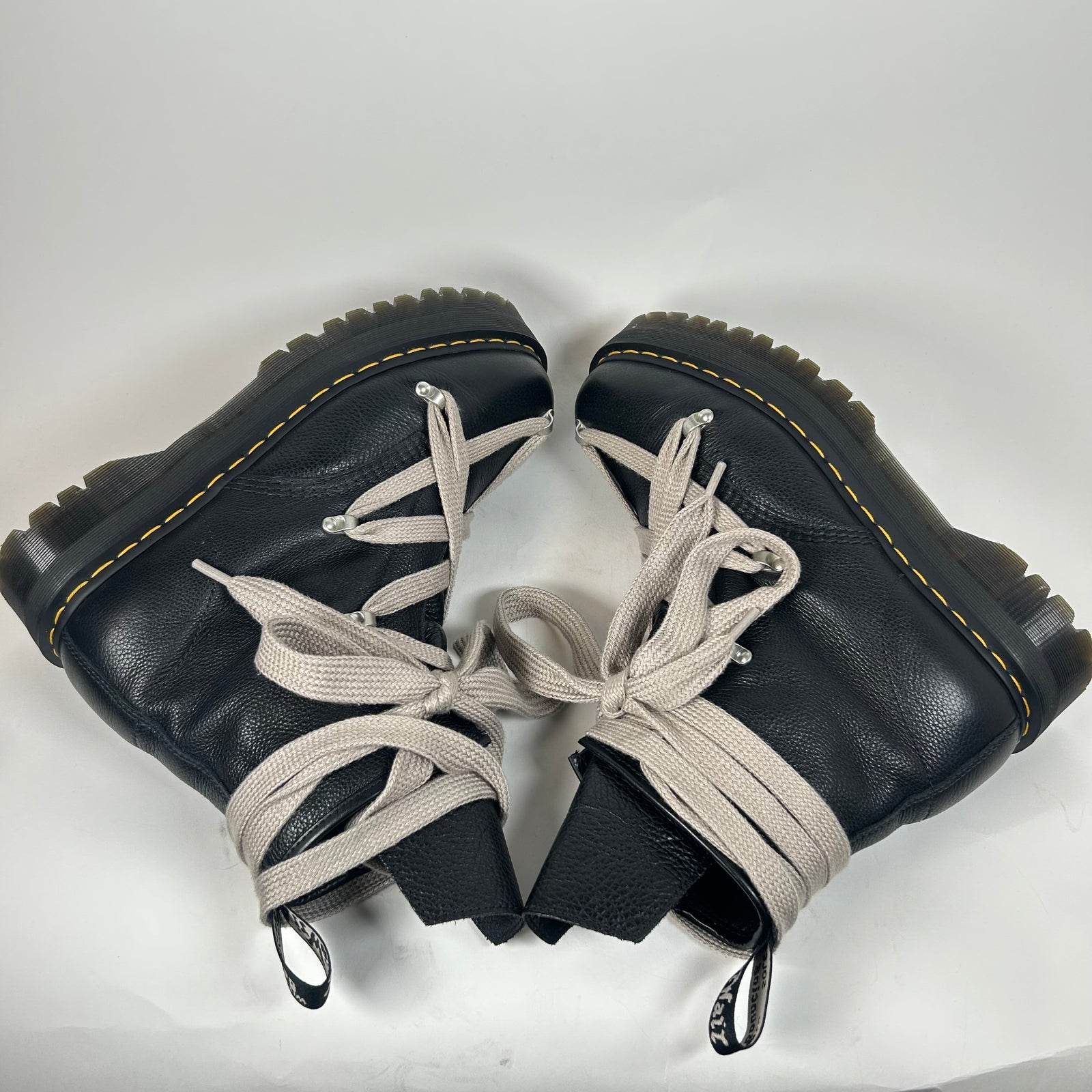 Rick Owens x Dr. Martens Black 1460 Quad Sole Pentagram Jumbolace Boots Size 13