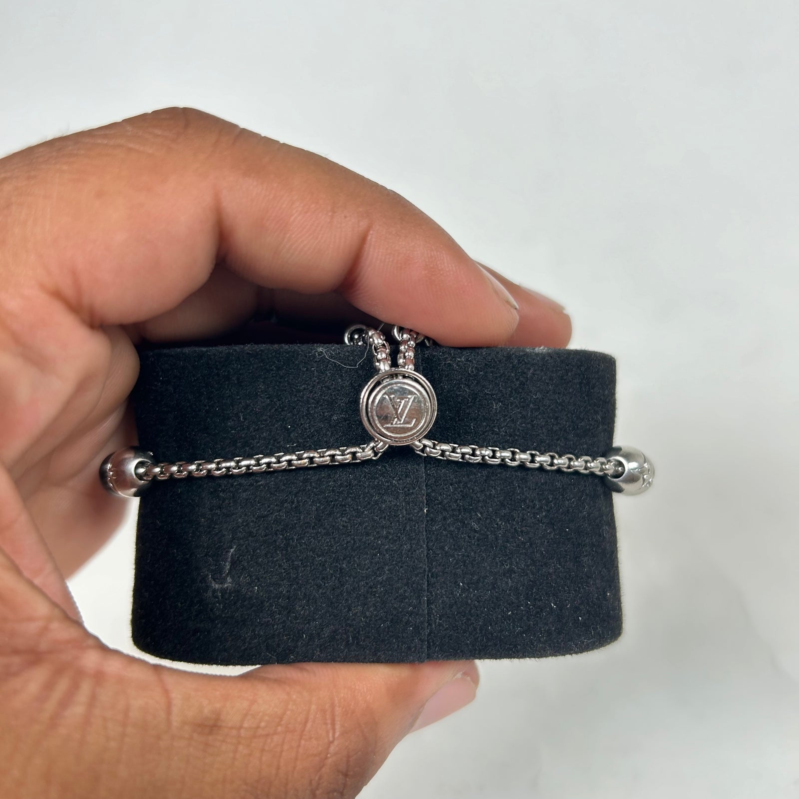 Louis Vuitton Silver Monogram Beaded Bracelet