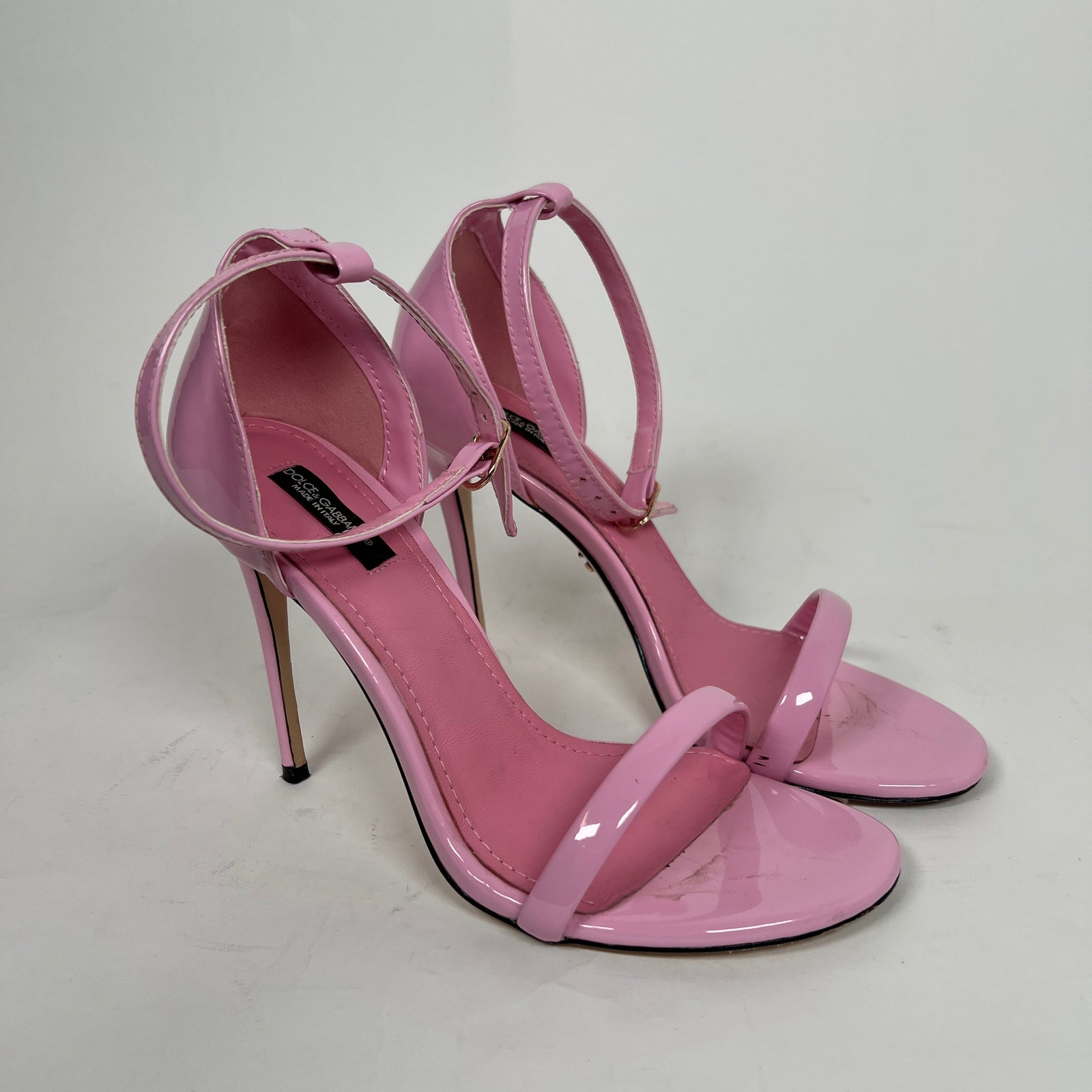 Dolce & Gabbana Pink Patent Leather Sandals Size 37