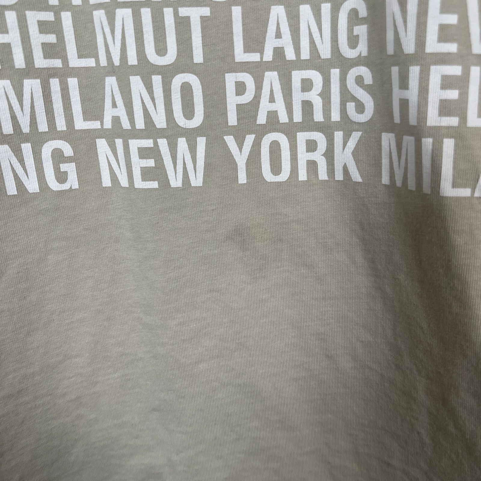 Helmut Lang Tan Neck Logo T-shirt Size M