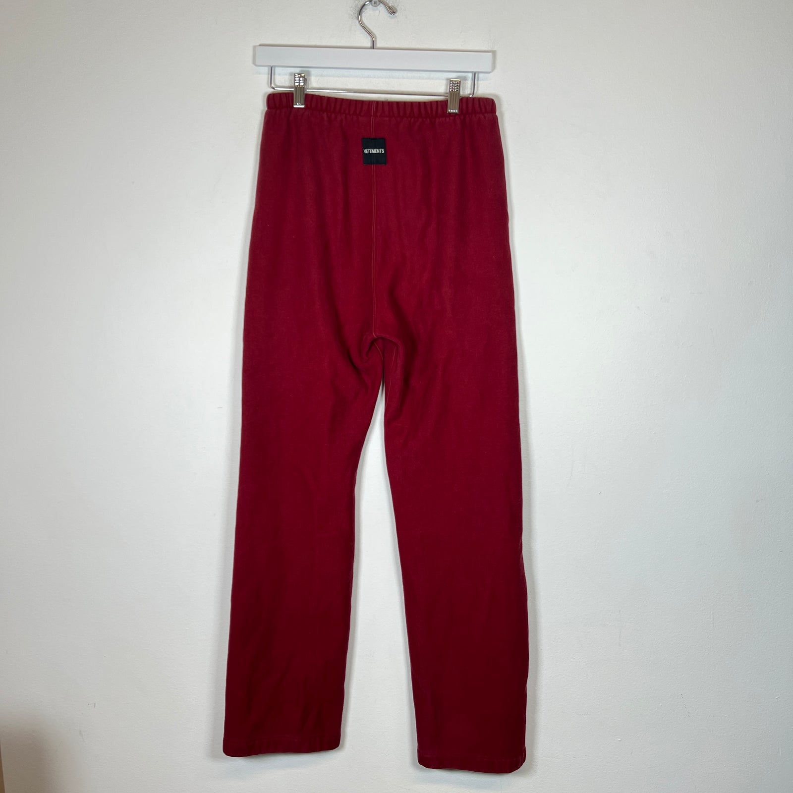 Vetements AW19 Burgundy Spellout Logo Sweatpants Size XS