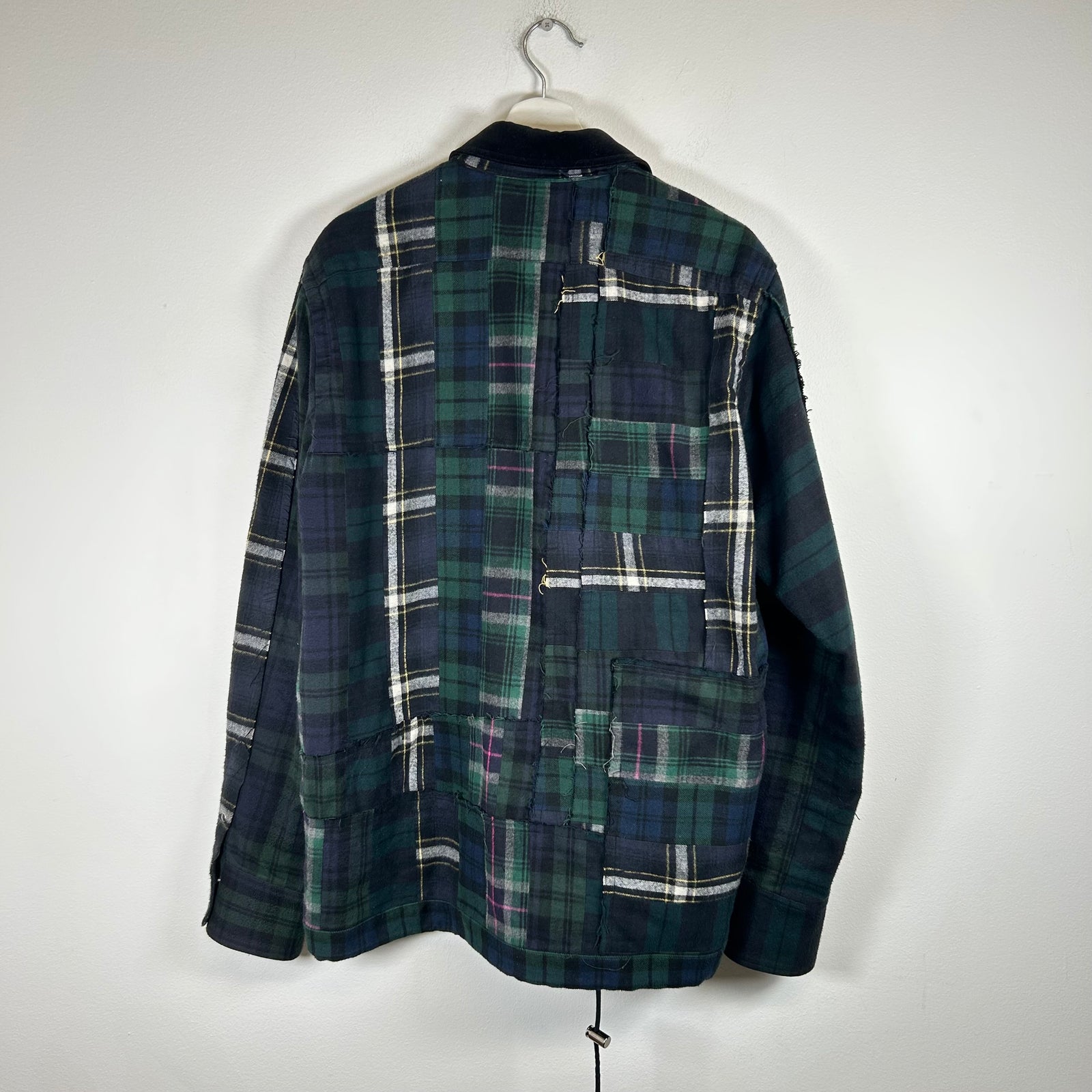 Sacai Green/Navy Zip-Up Flannel Jacket Size L