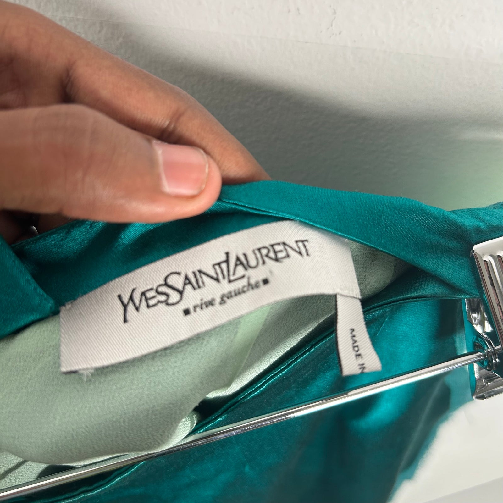 YSL FW04 Silk Pagoda Green Silk Skirt Size 25