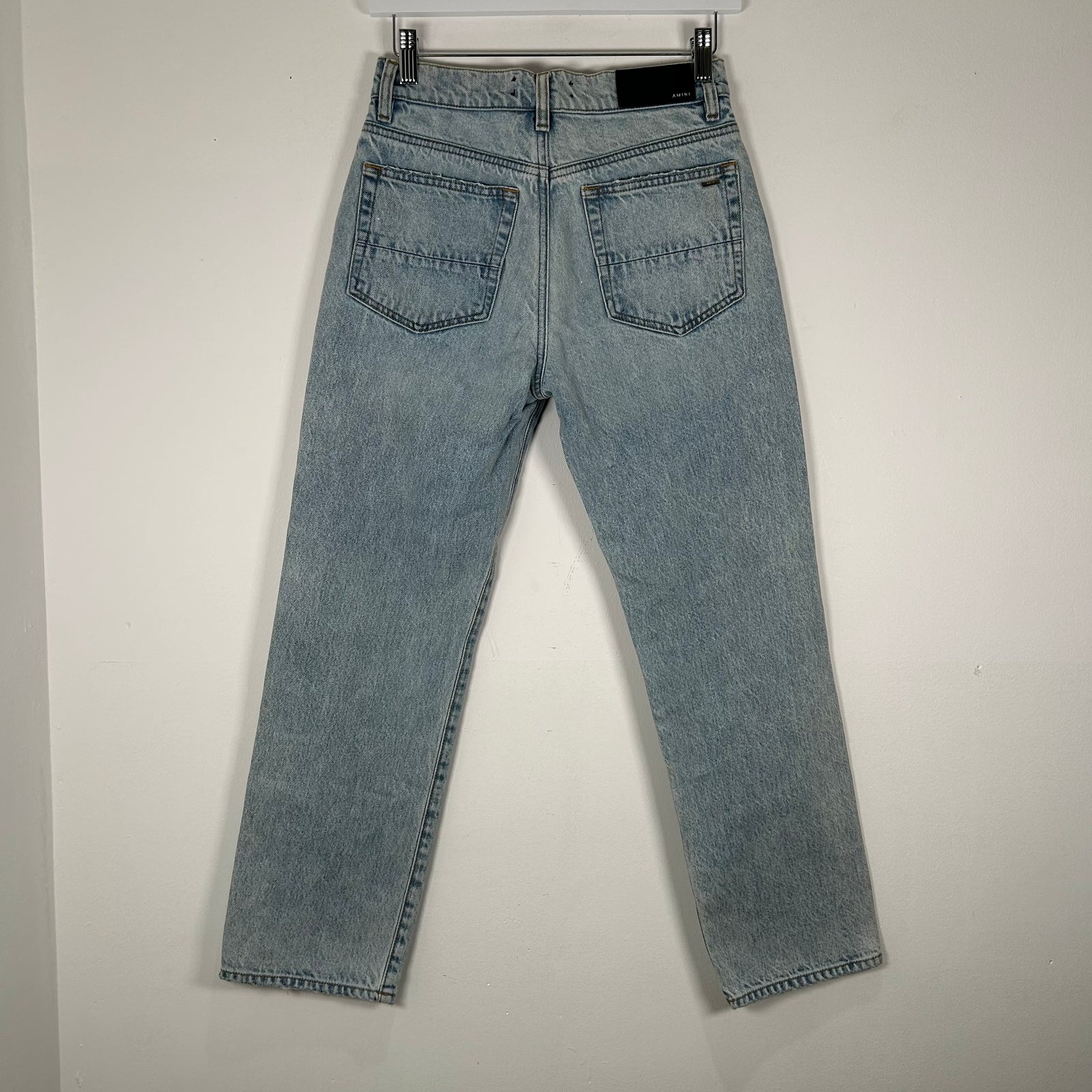 Amiri Light Wash Distressed Straight Jeans Size 27