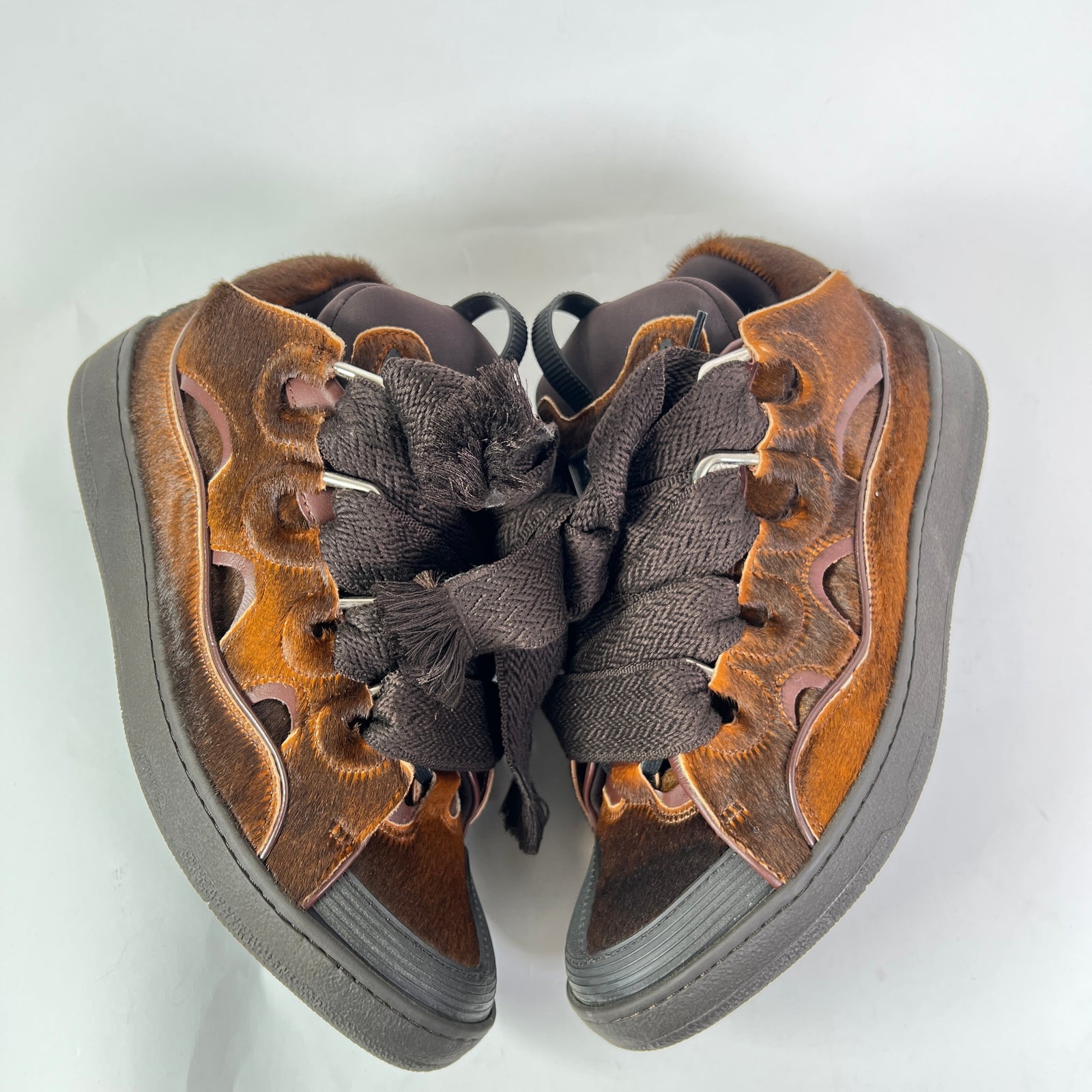 Lanvin Brown Ponyhair Curb Sneaker