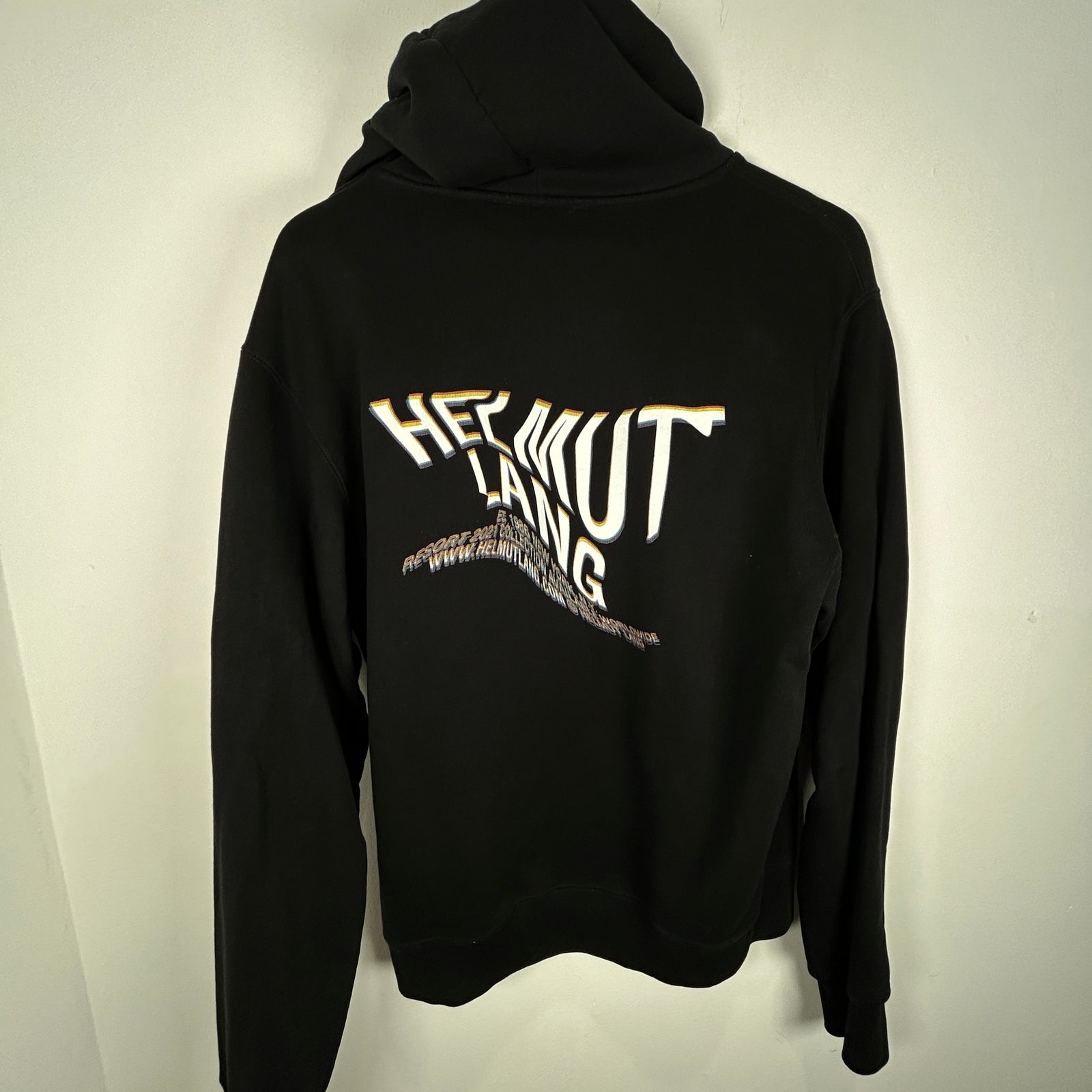 Helmut Lang Distorted Logo Black Hoodie Size M