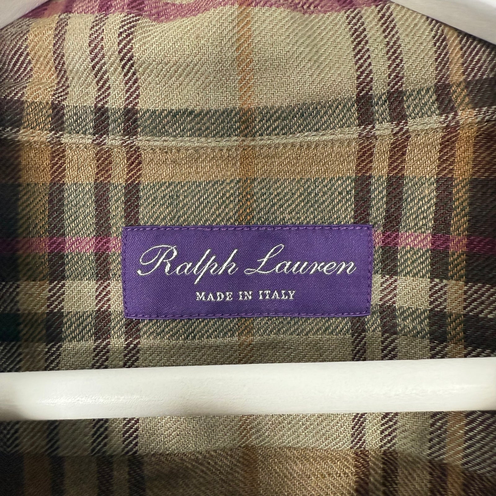 Ralph Lauren Purple Label Linen Plaid Shirt Size XL