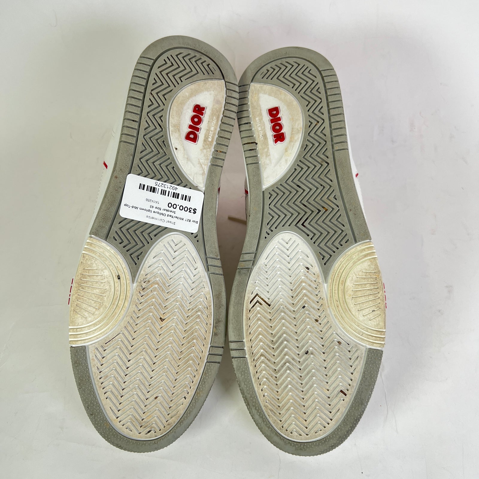 Dior B27 White/Red Oblique Uptown Mid-Top Sneaker Size 45