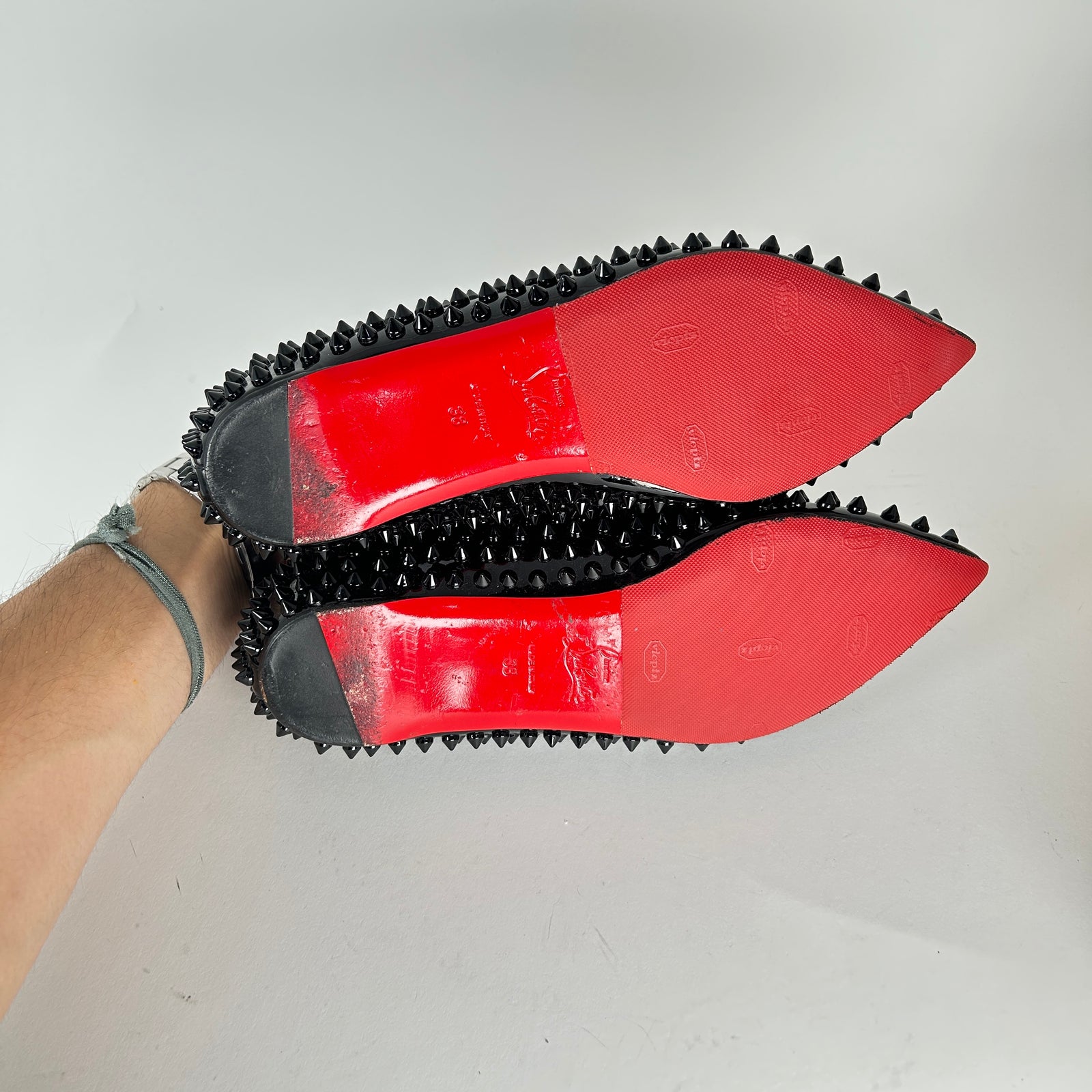 Christian Louboutin Black Patent Studded Flats Size 38
