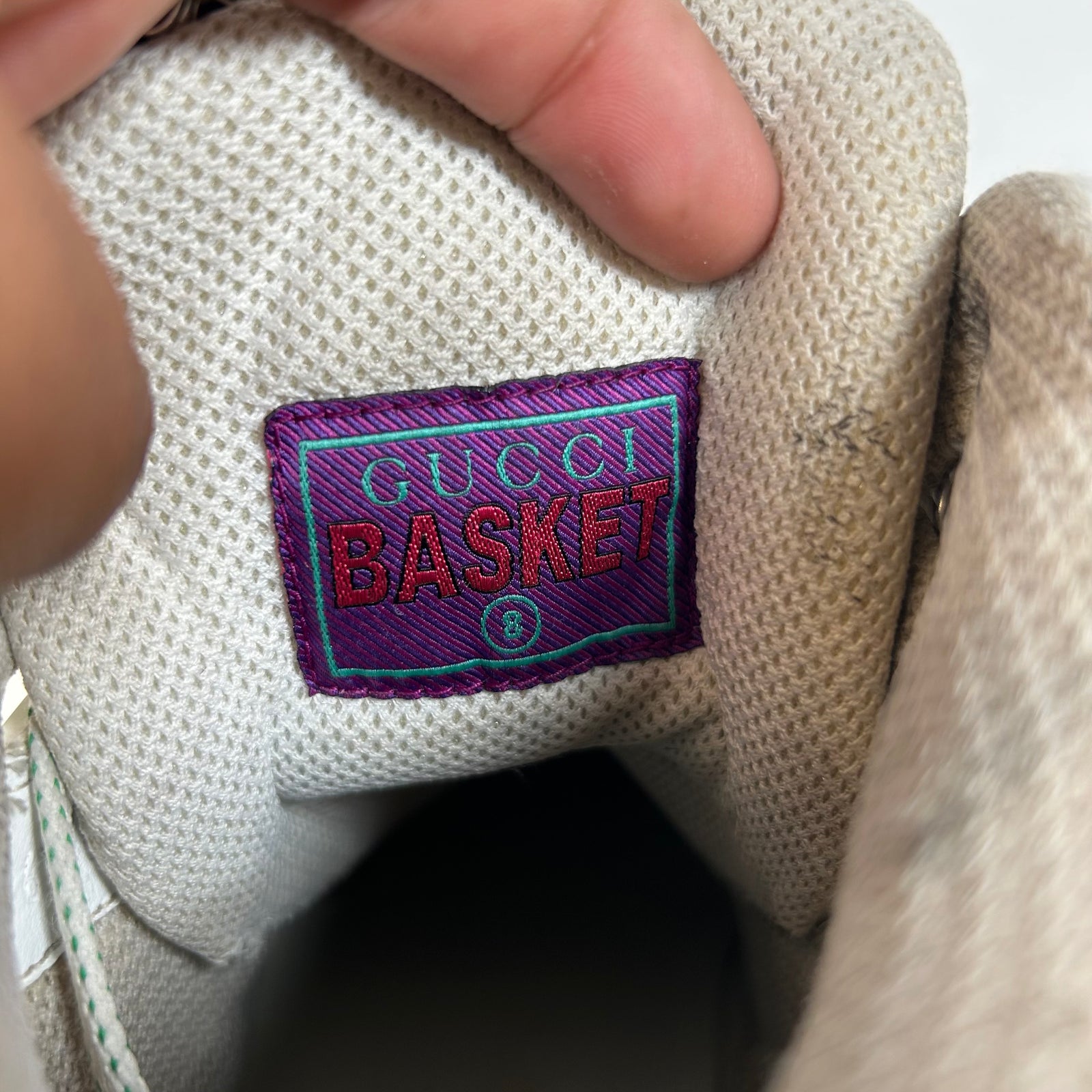 Gucci White/Red Gucci Basket High-Top Sneaker Size GG 8