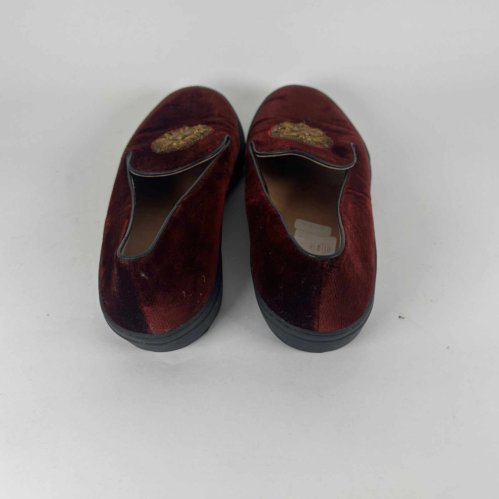 Dries Van Noten Red Velour Slip-On Sneakers Size 12