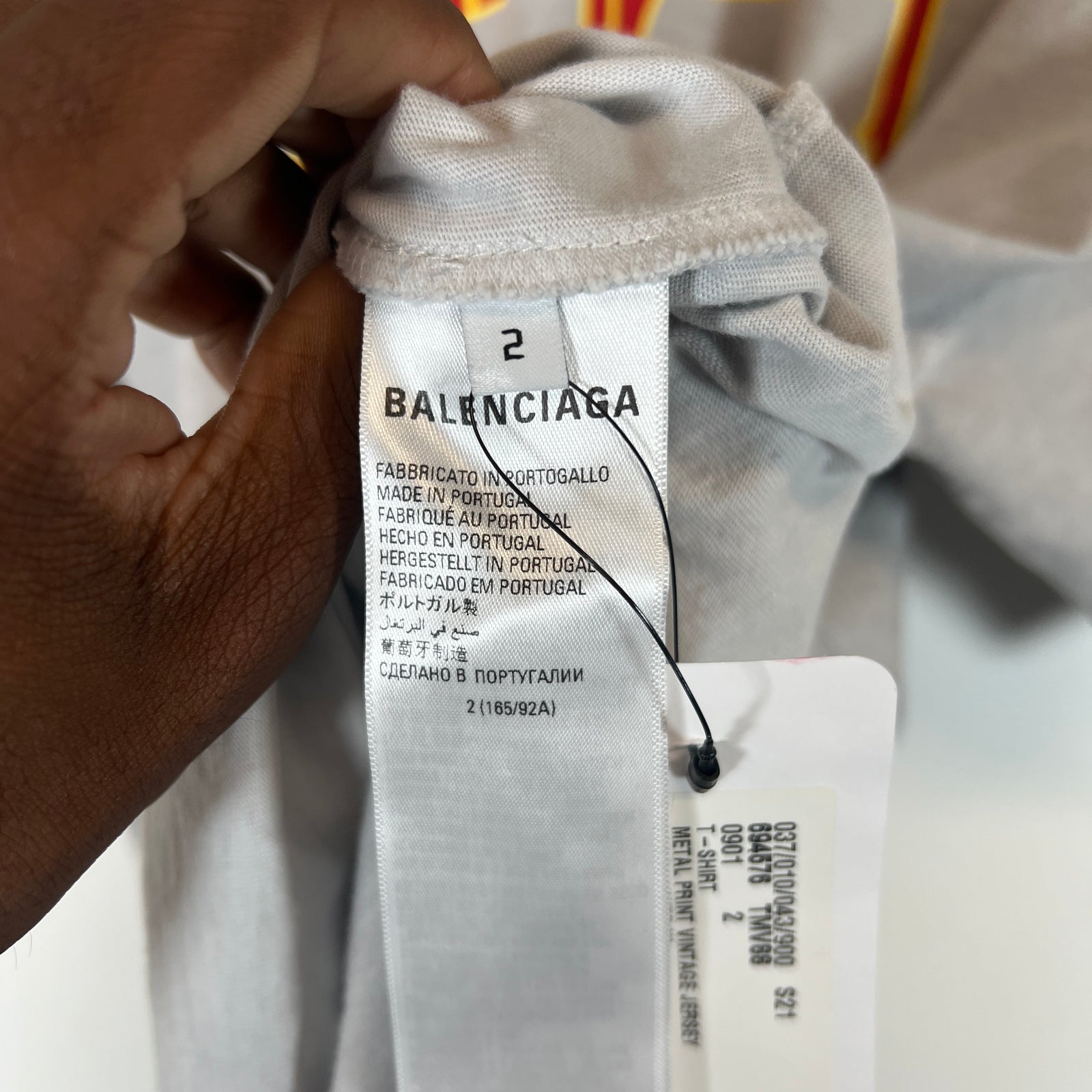 Balenciaga Grey Metal Logo T-Shirt Size 2