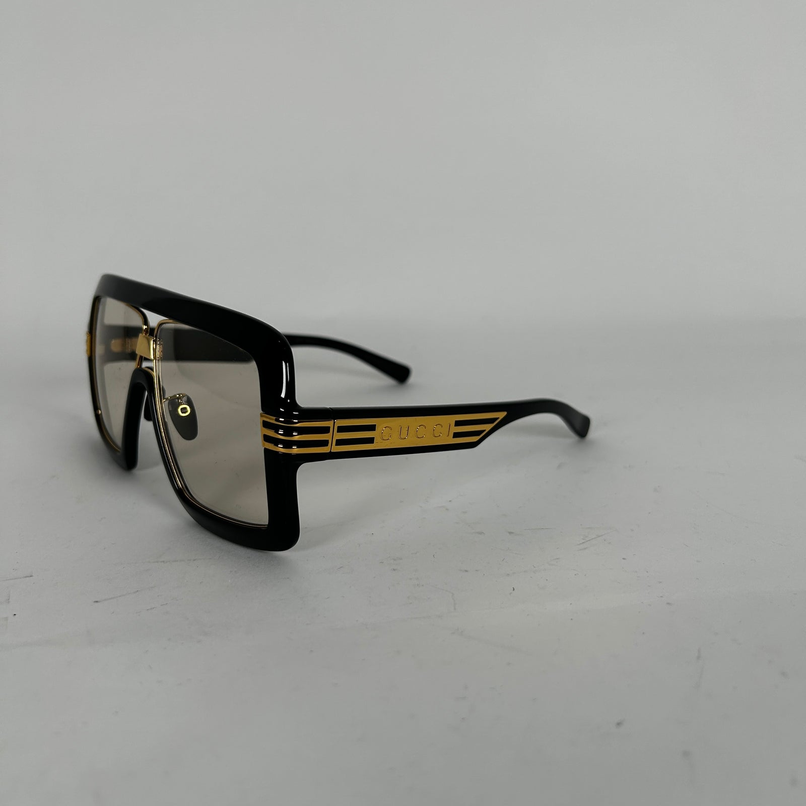 Gucci Black/Gold Square Aviator Sunglasses