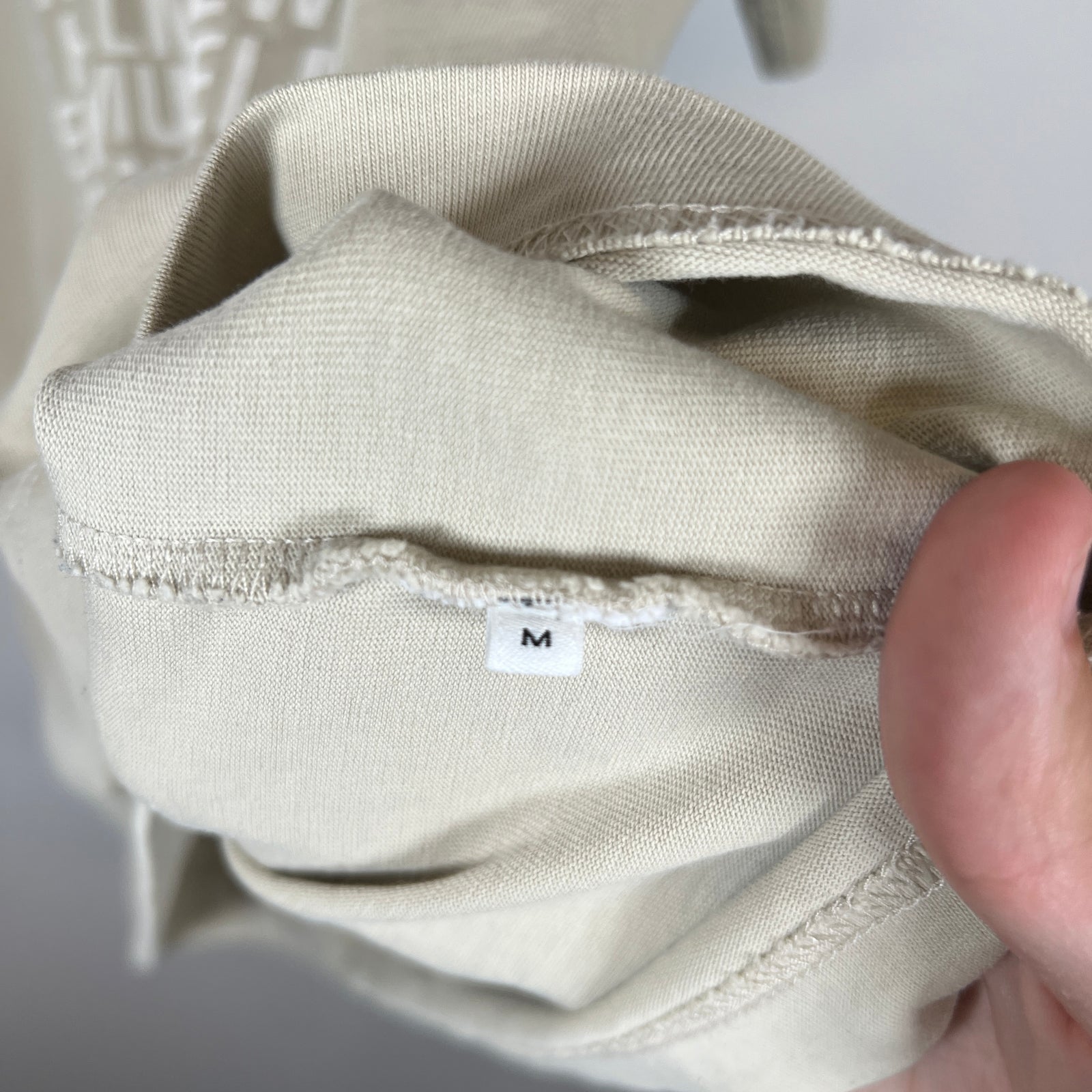 Helmut Lang Tan Neck Logo T-shirt Size M