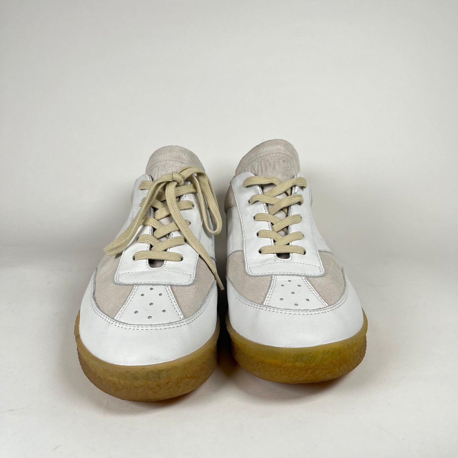 MM6 White Calf-Leather Low Top Sneakers Size 45