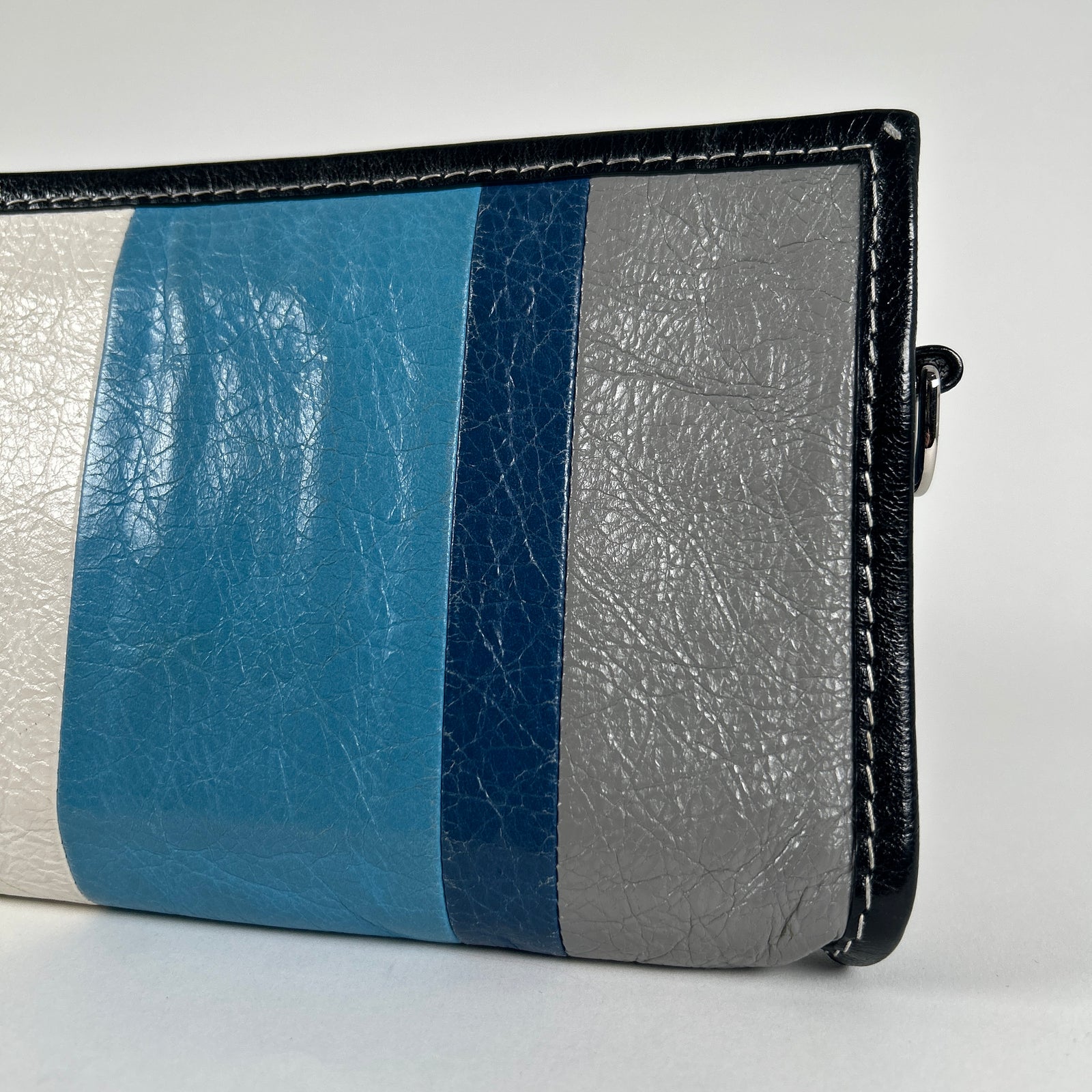 Balenciaga Bazar Striped Leather Crossbody