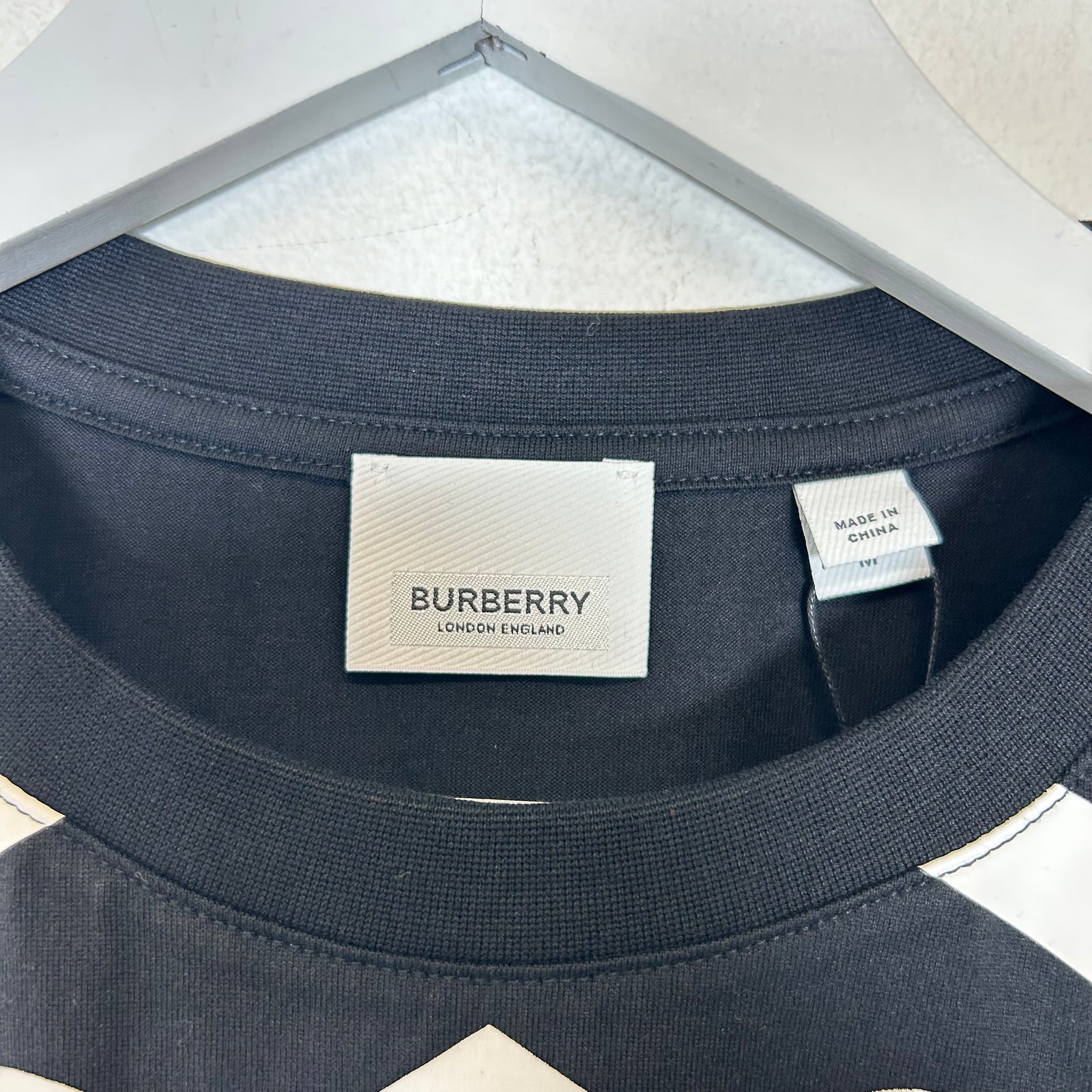 Burberry Black Veritcal Logo Tee Size M