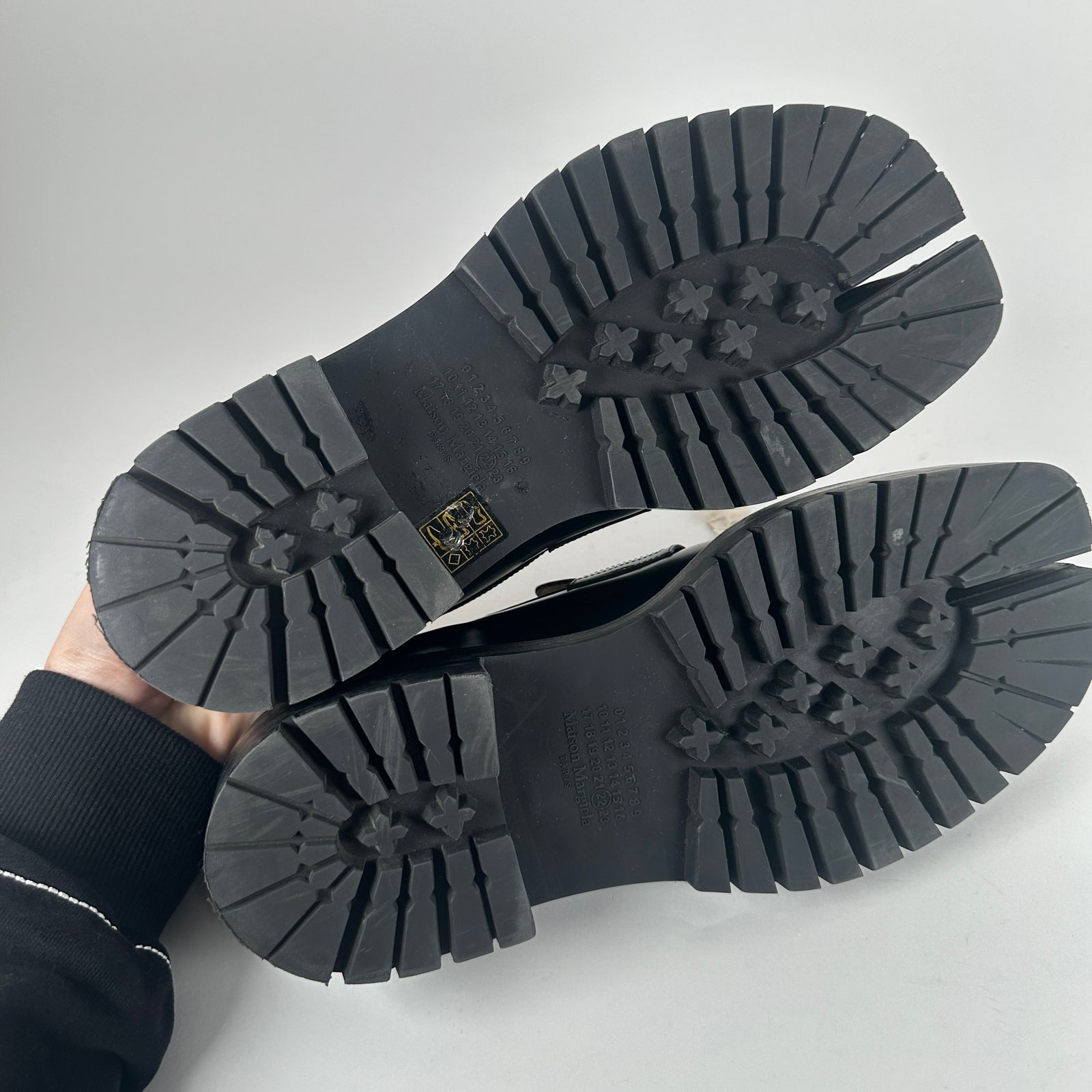 Maison Margiela Black Leather Tabi Loafers Size 12