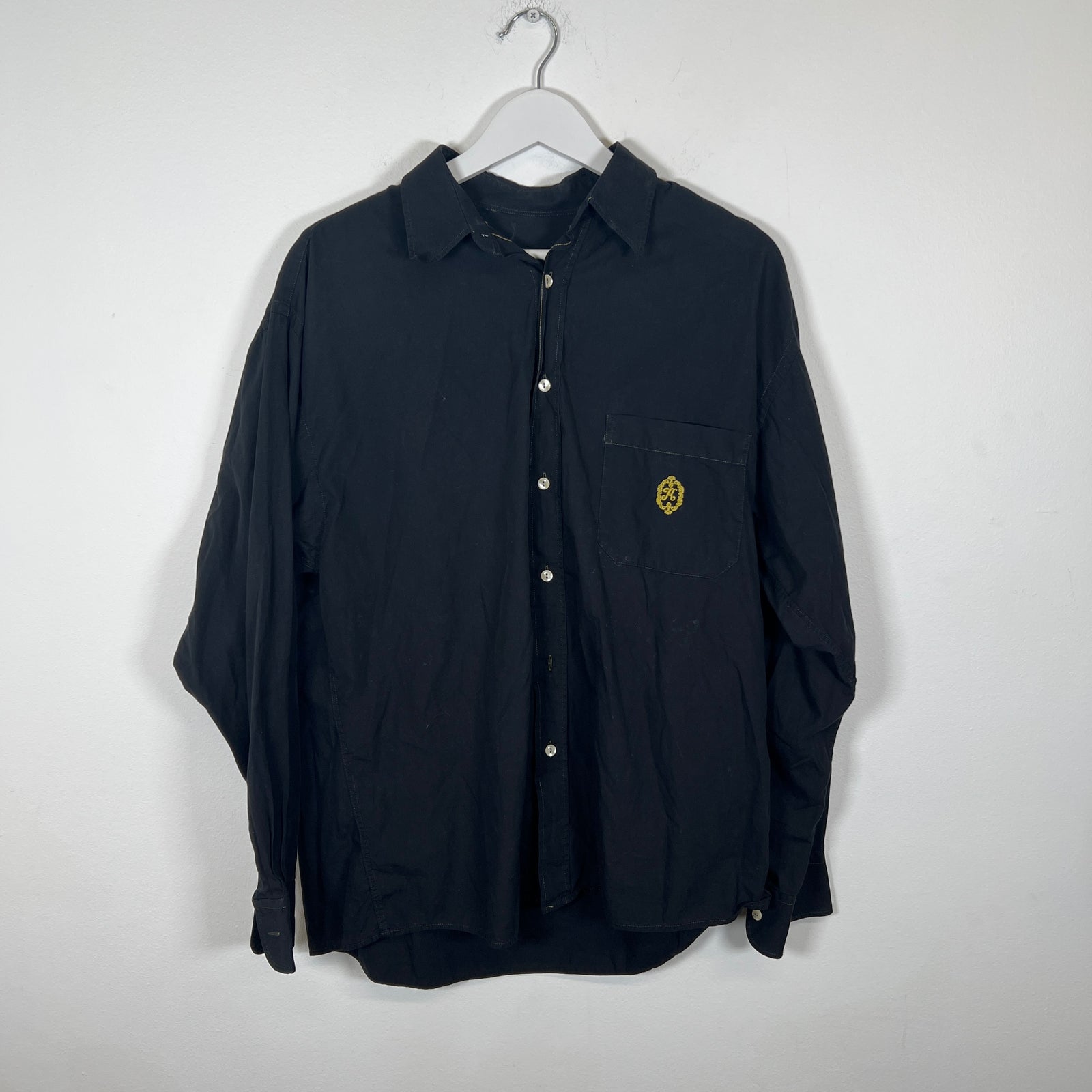 Kenzo Black Embroidered Button Up Size L