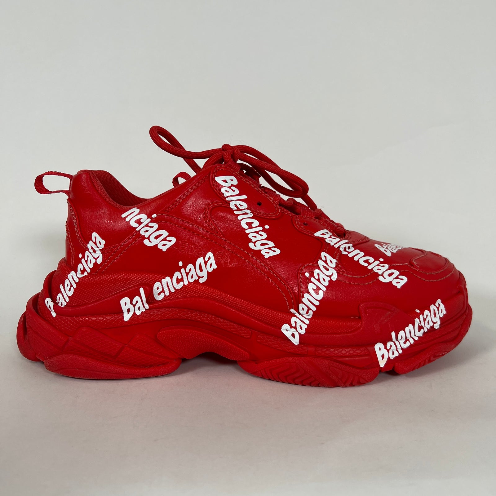 Balenciaga Triple S Red All Over Logo Size 42