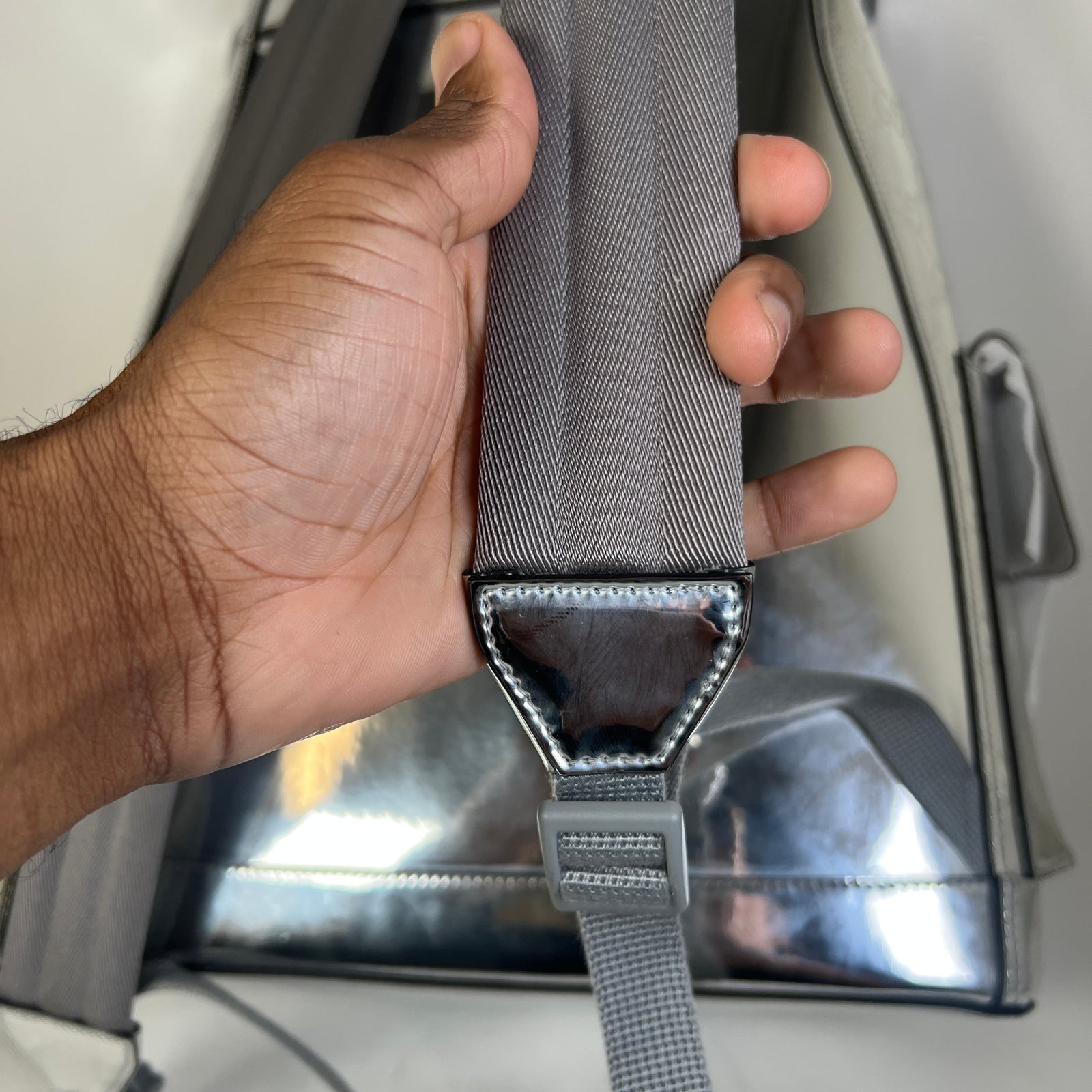 Gucci Silver Mirror Effect GG Large Backpack