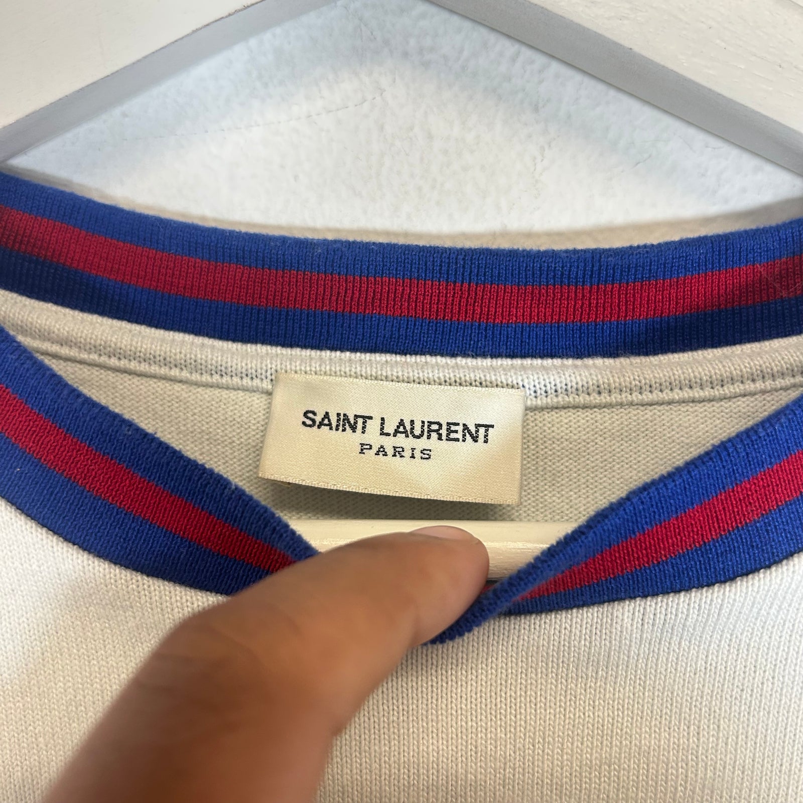 Saint Laurent Striped Appliqued Logo Tee Size L