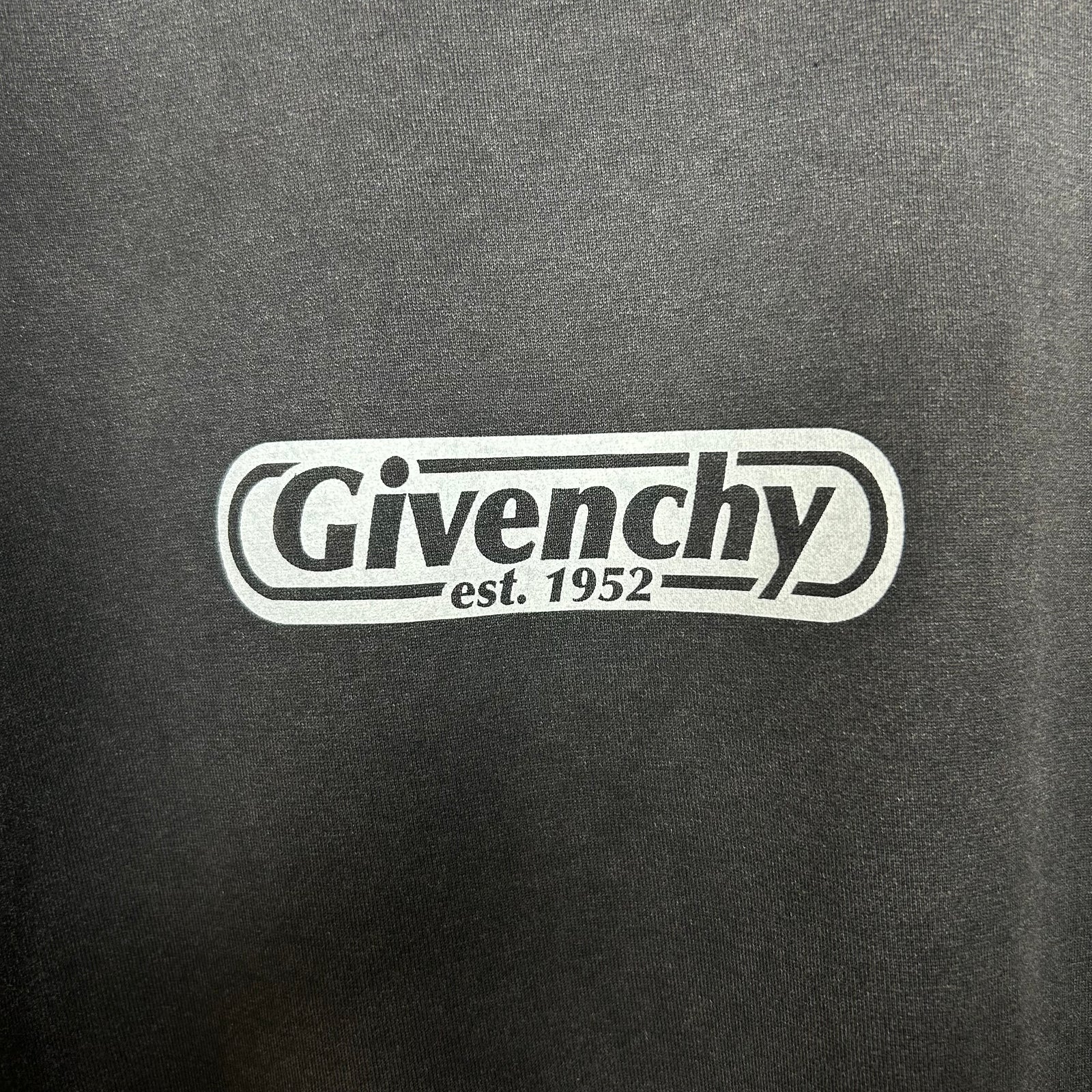 Givenchy Washed Grey Distressed Flames Logo Tee Size M