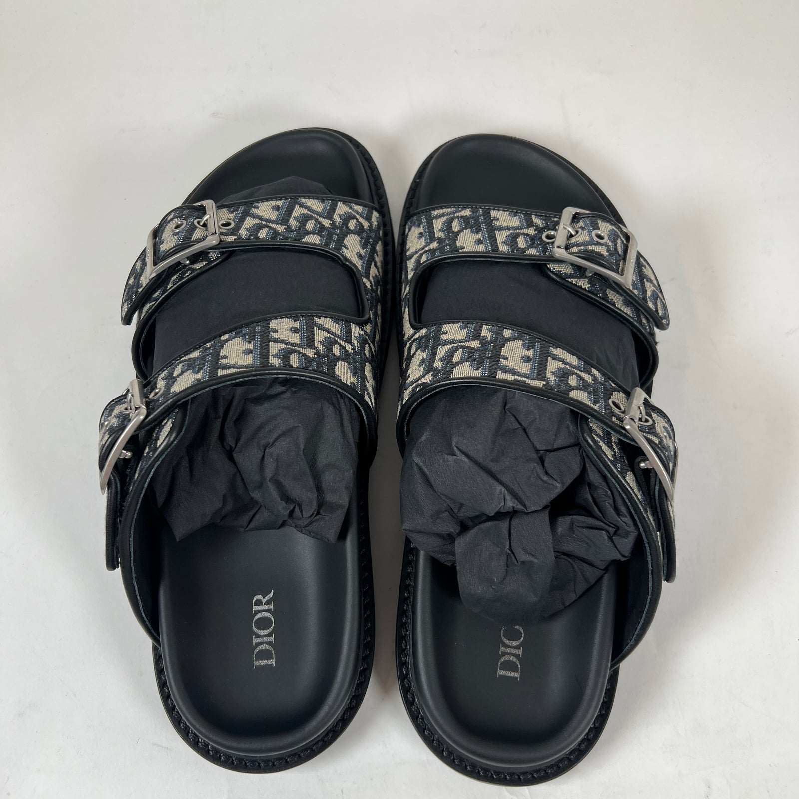 Dior Black/Beige Oblique Aqua Sandals Size 43