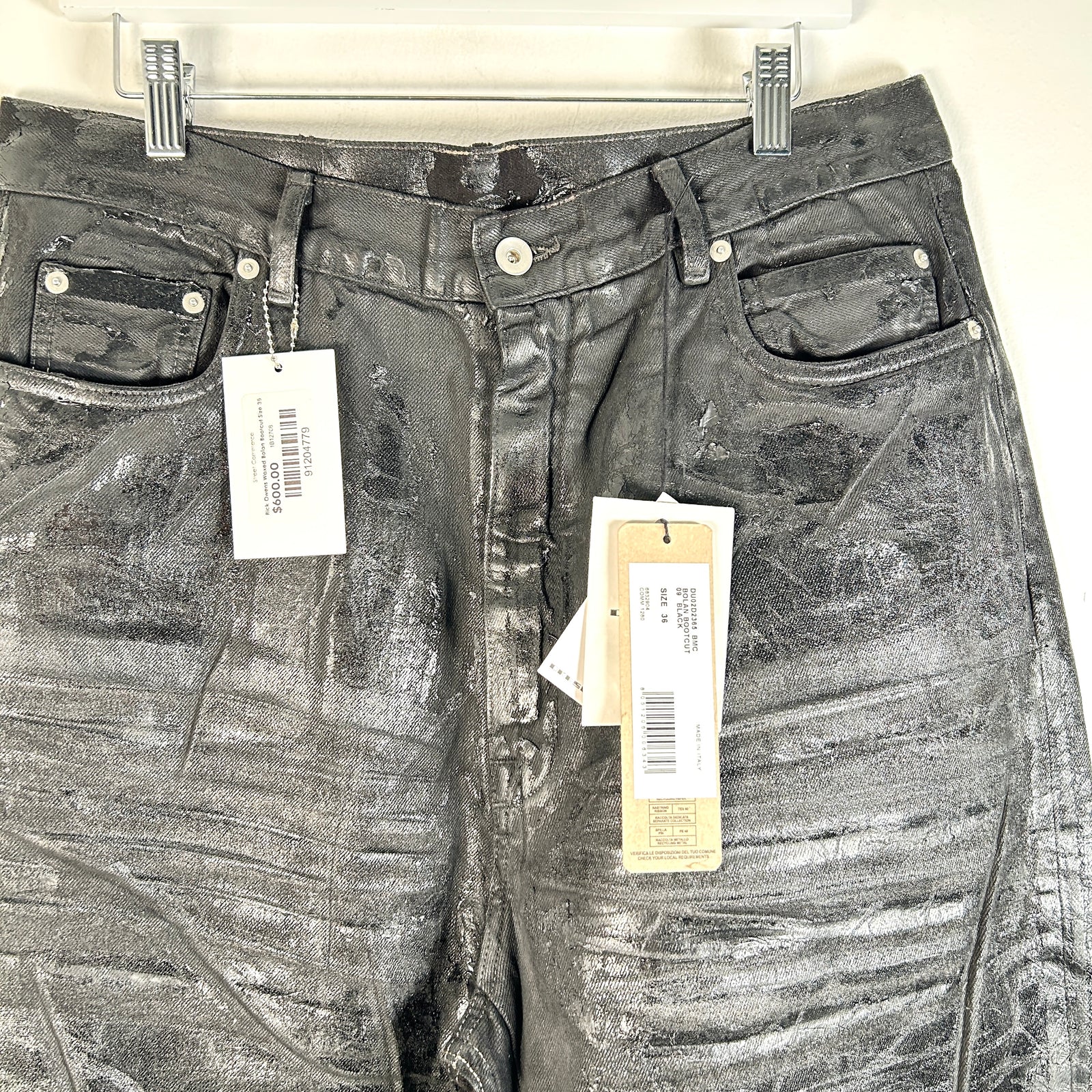 Rick Owens Waxed Bolan Bootcut Size 36