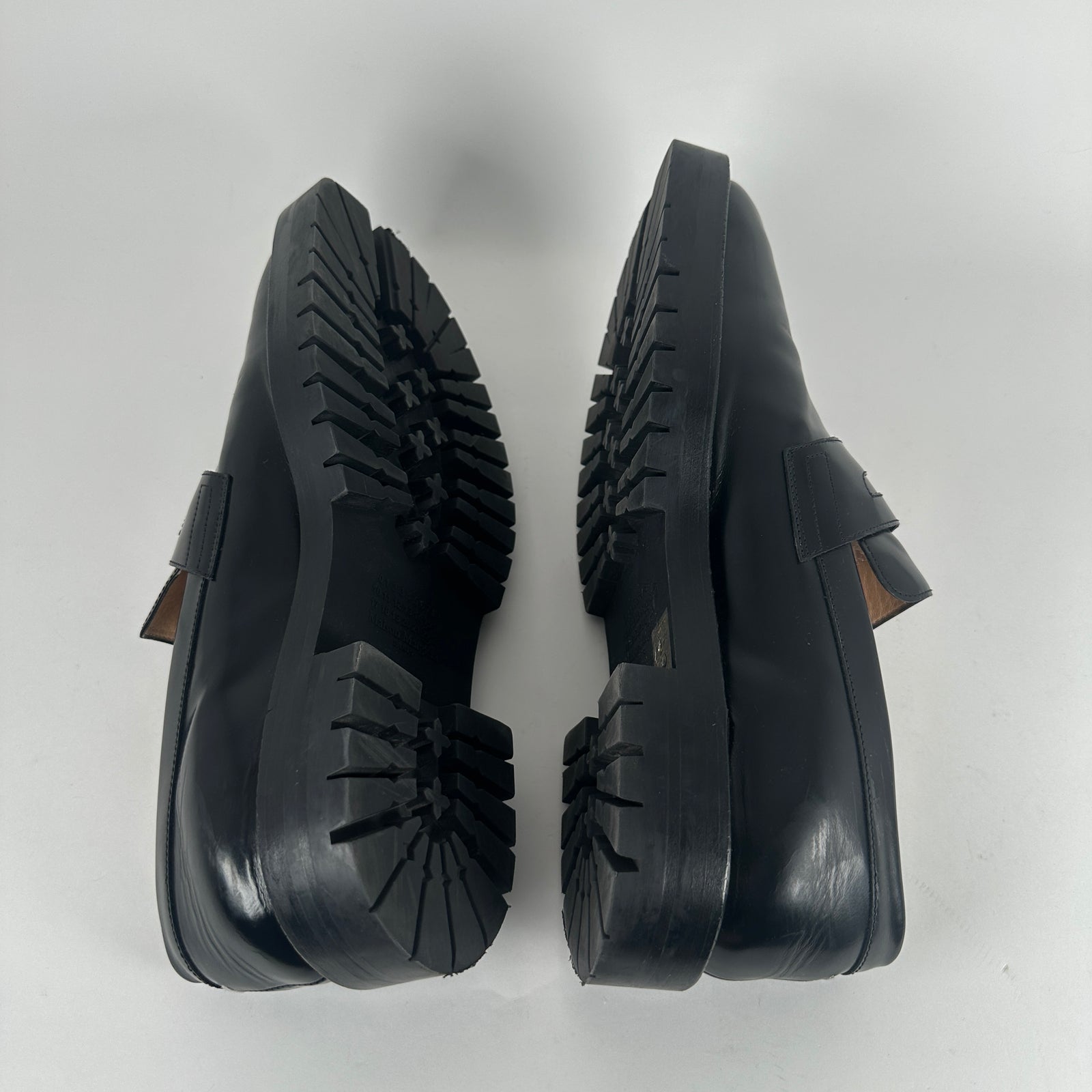 Maison Margiela Black Leather Tabi Loafers Size 12