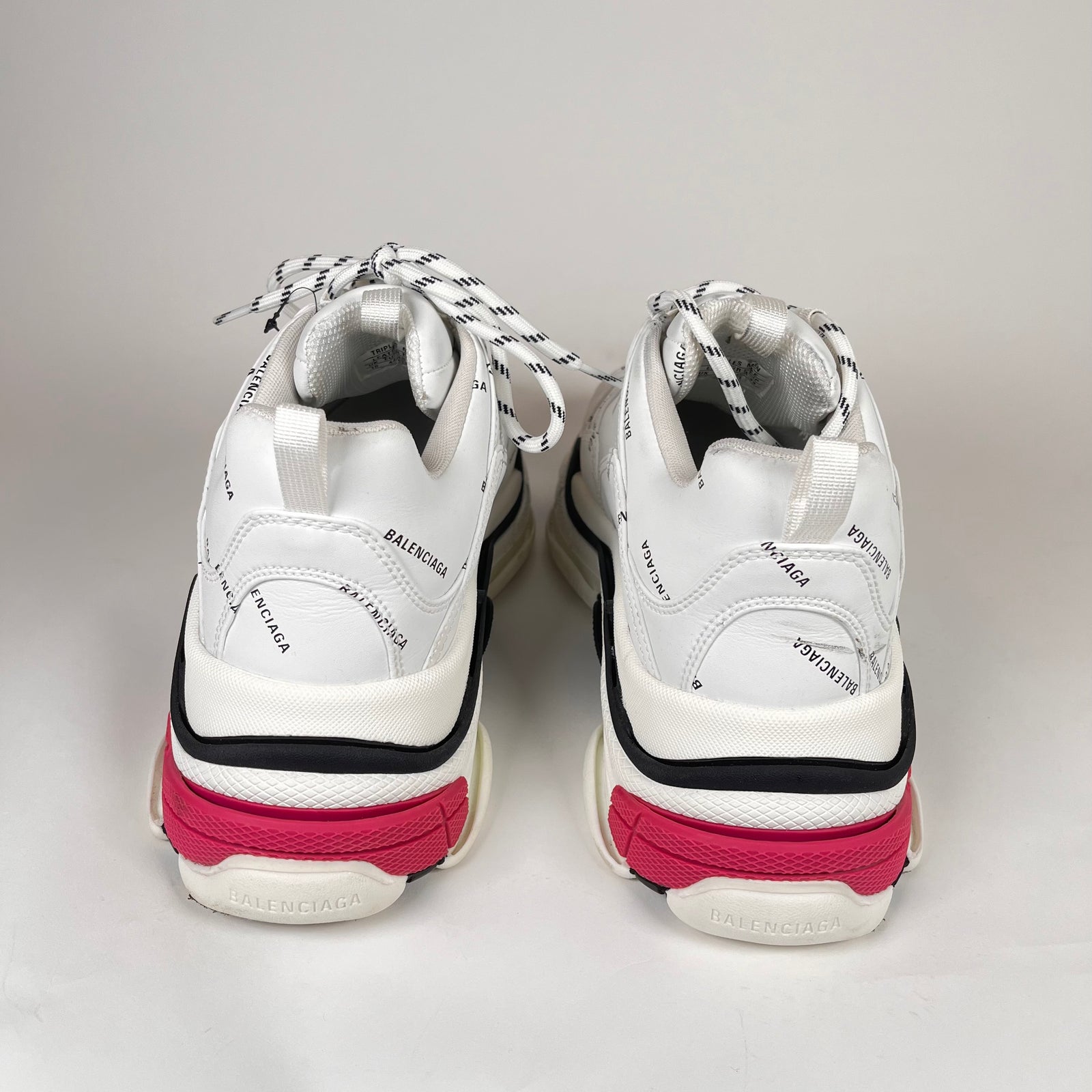 Balenciaga White/Pink Triple S Sneakers Size 44