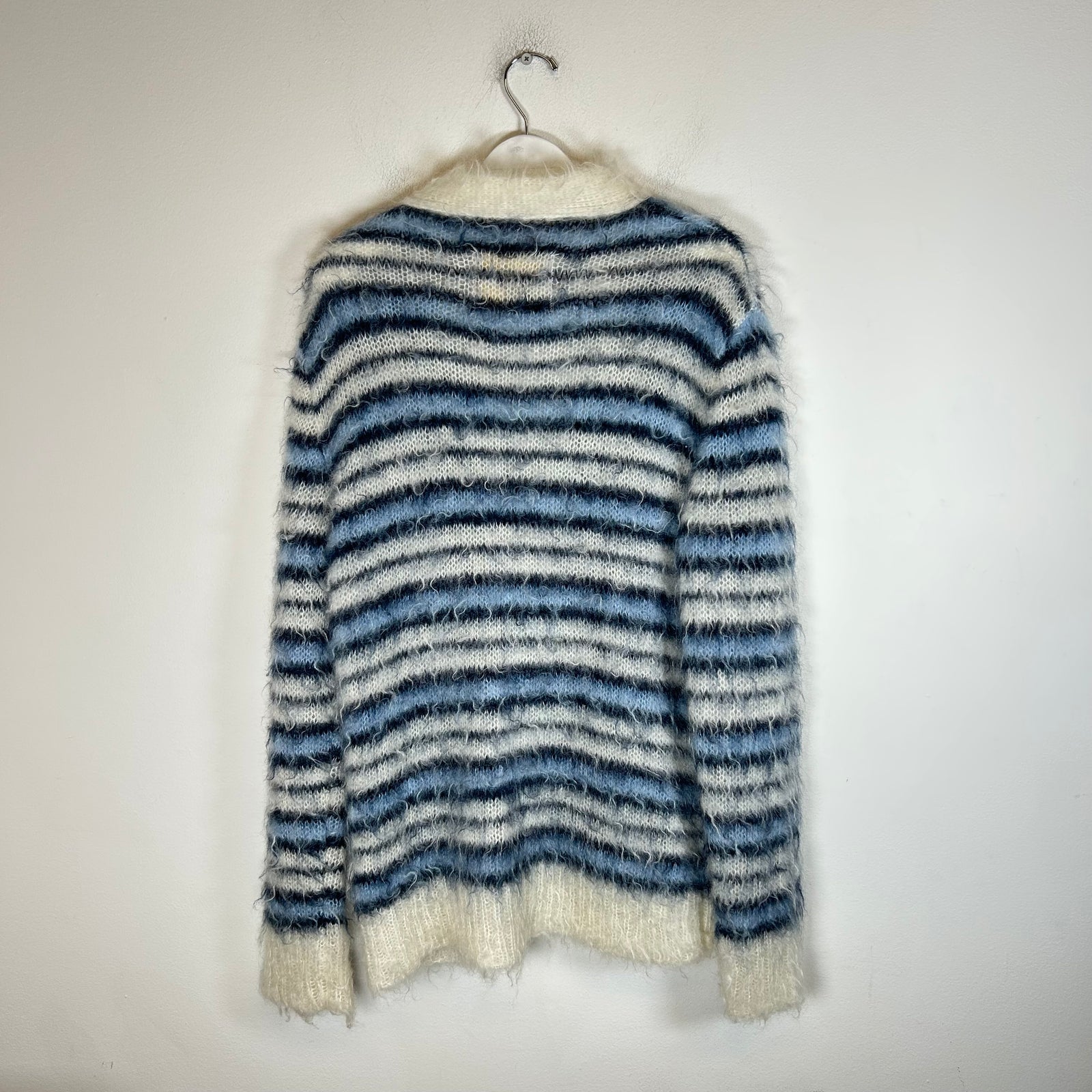 Marni Blue Striped Mohair Cardigan Size 46