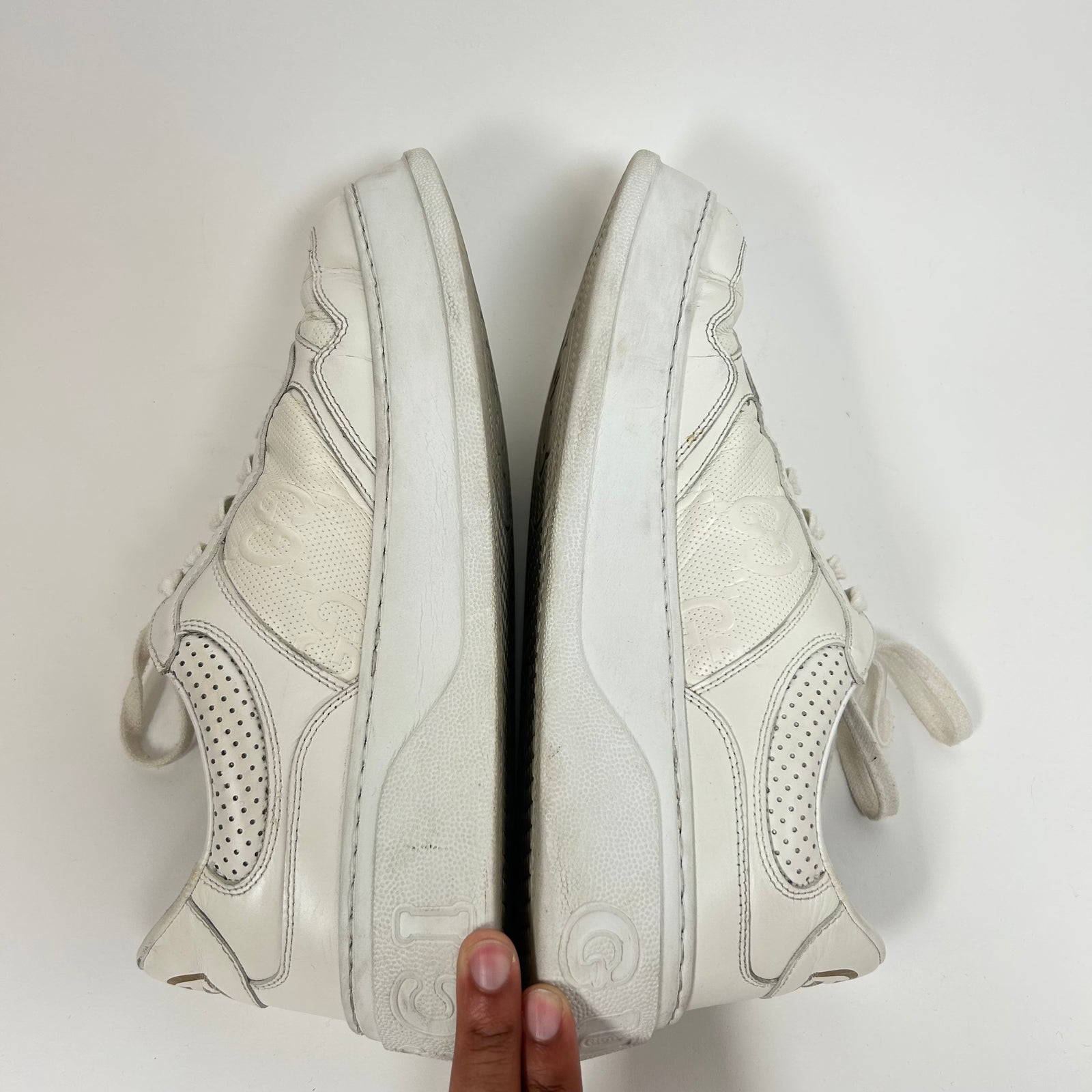Gucci White GG Embossed Sneakers Size 10