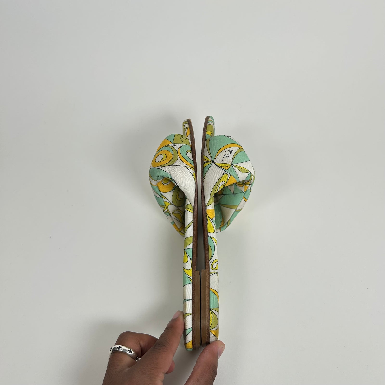 Emilio Pucci Green Bandierine Sandals Size 38.5