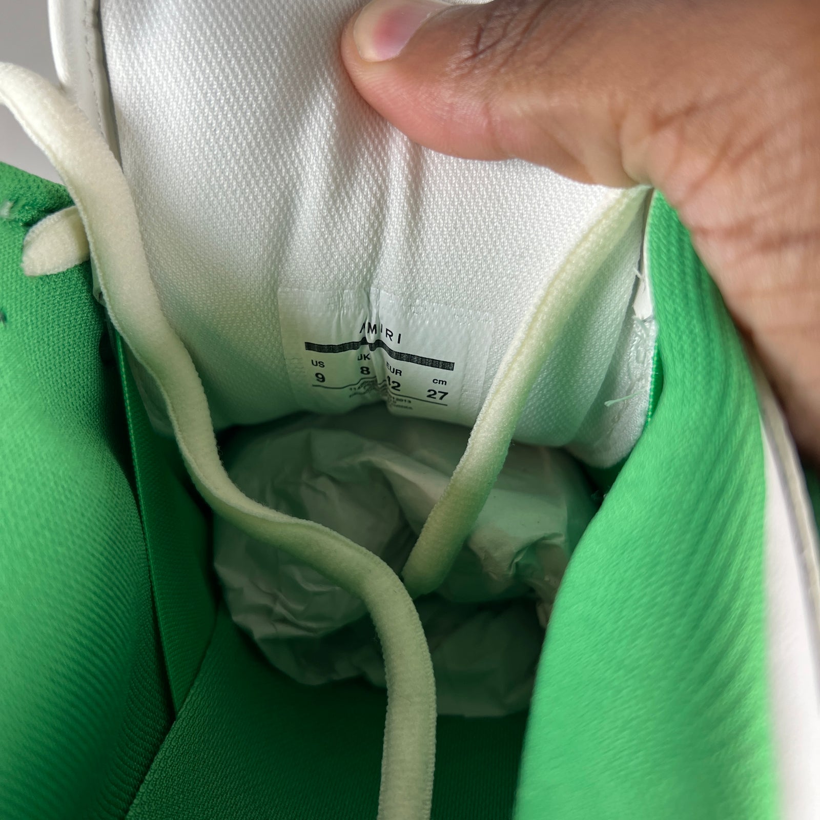 Amiri White/Green Chunky Skel Low-Top Sneaker Size 42