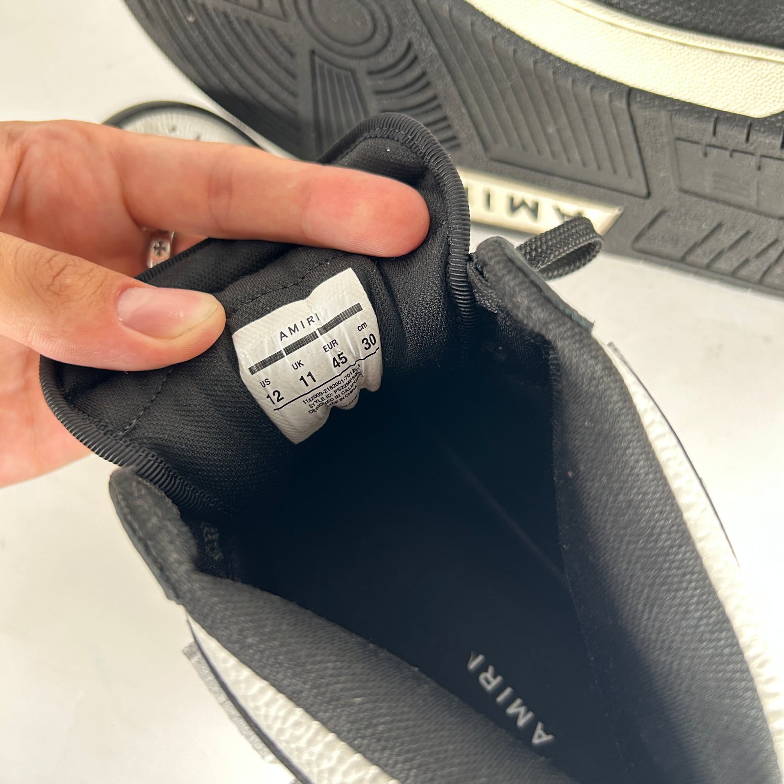 Amiri Skel Court Hi Top Black/White Size 45