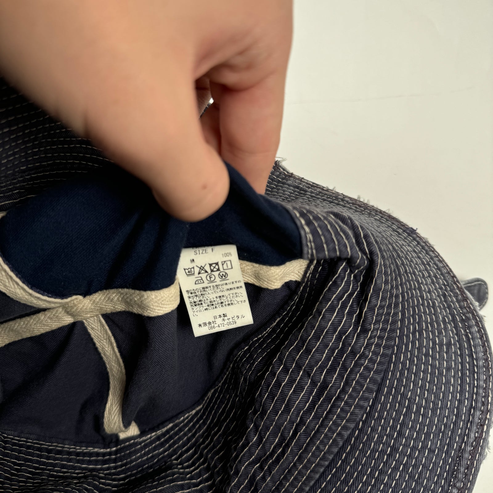 Kapital Navy Boro Bucket Hat