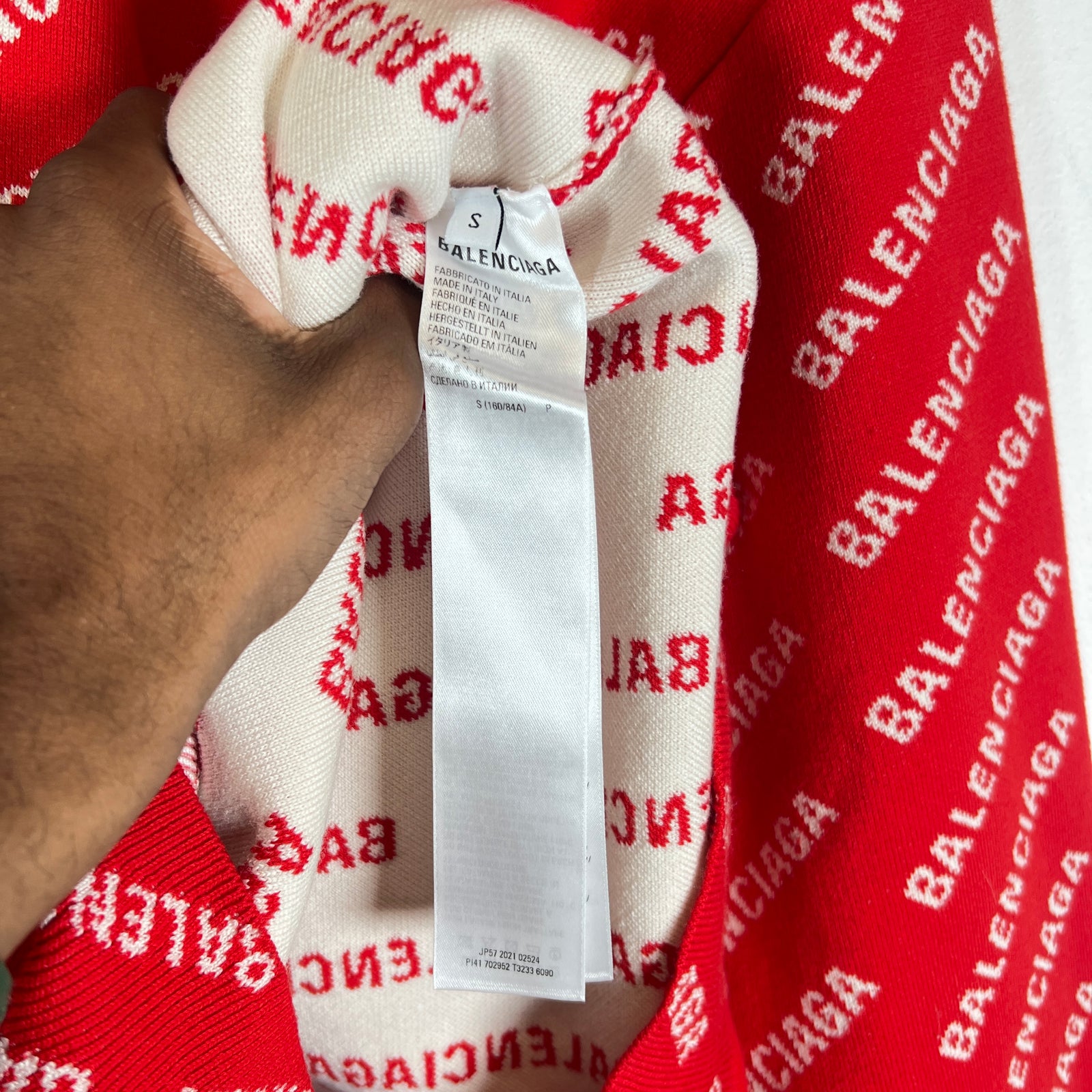 Balenciaga Red All Over Logo Crewneck Size S